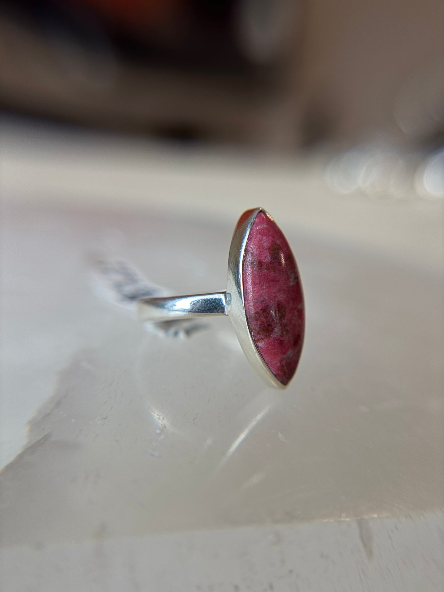 Pink Thulite Ring Size 11 Sterling Silver