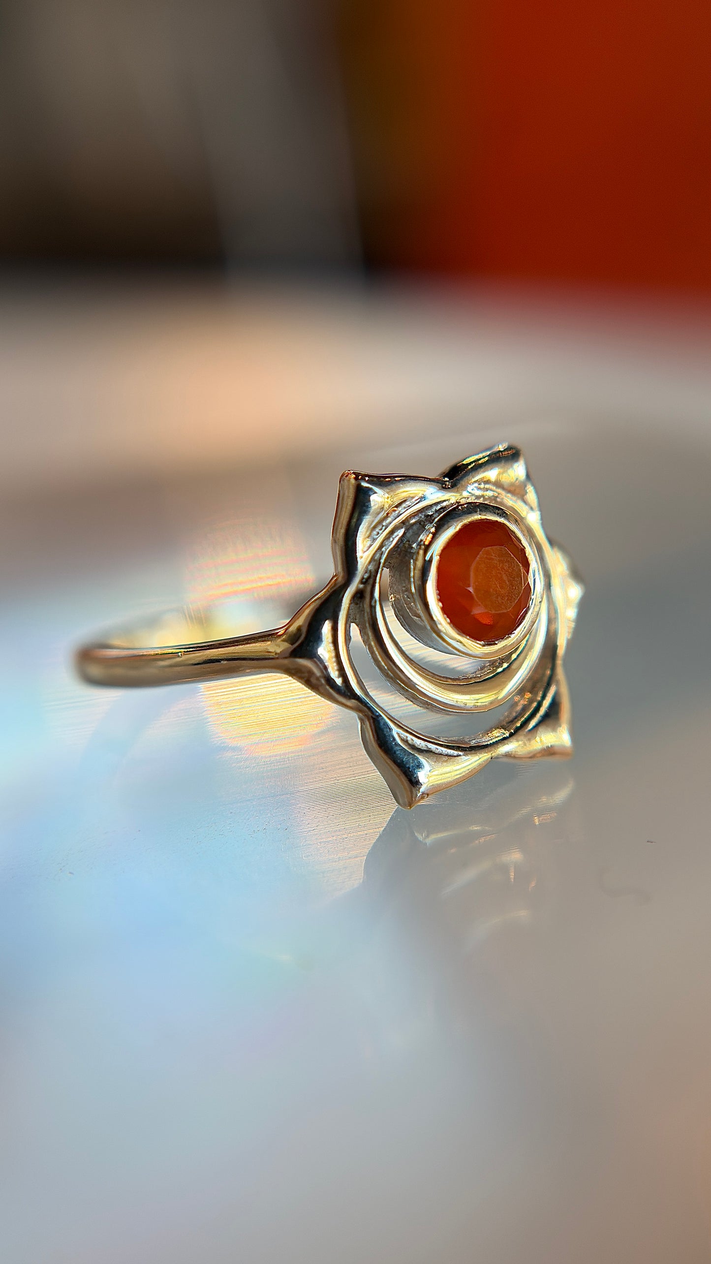 Sacral Chakra Carnelian Ring Size 6