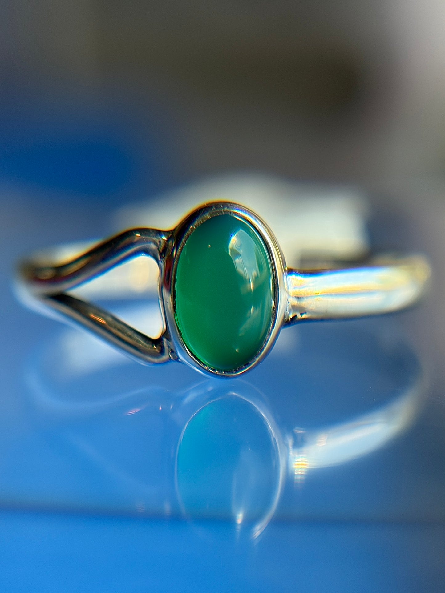 Green Onyx Ring Sterling Silver