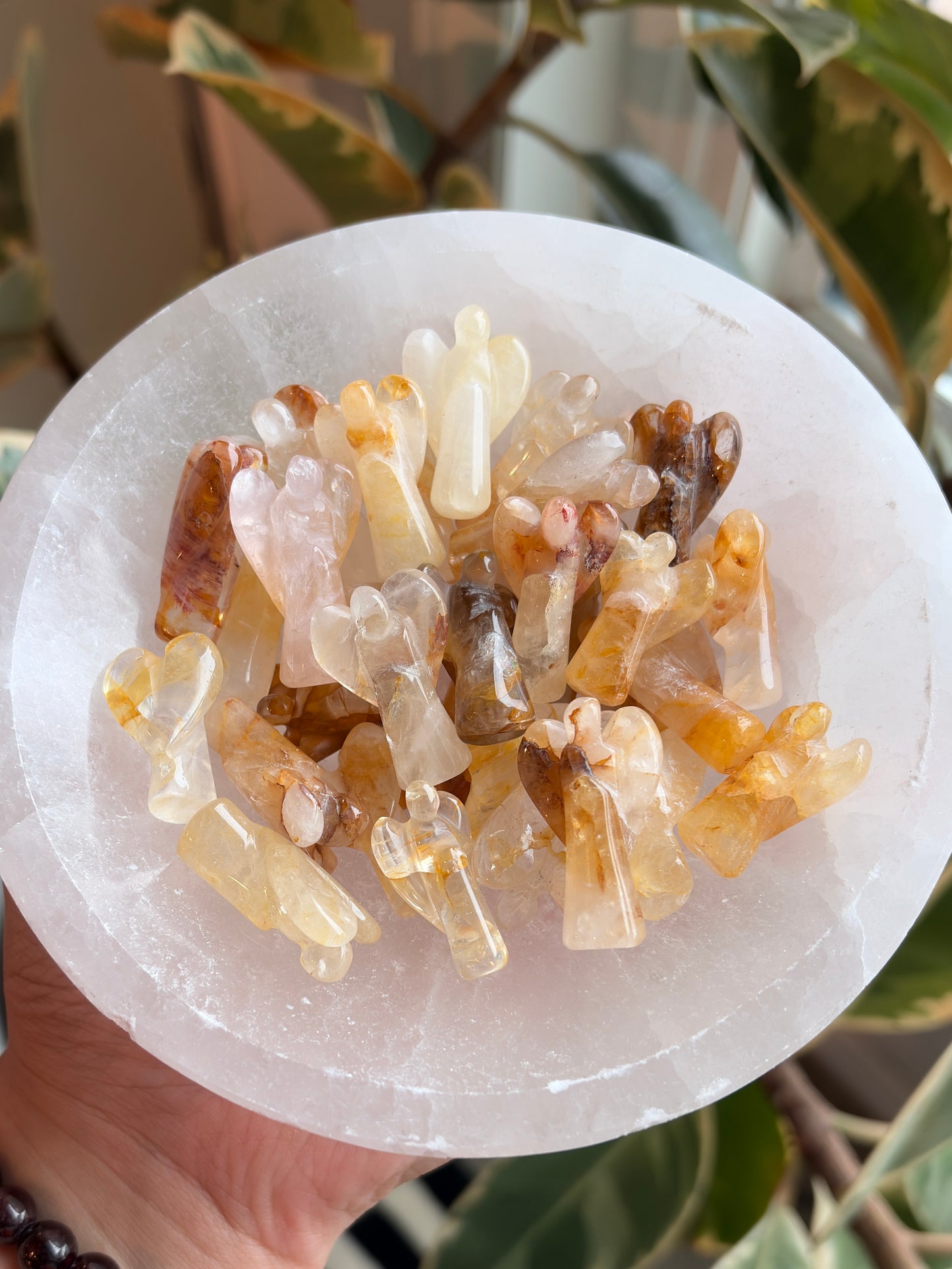 Mini Golden Healer With Rose Quartz Angels