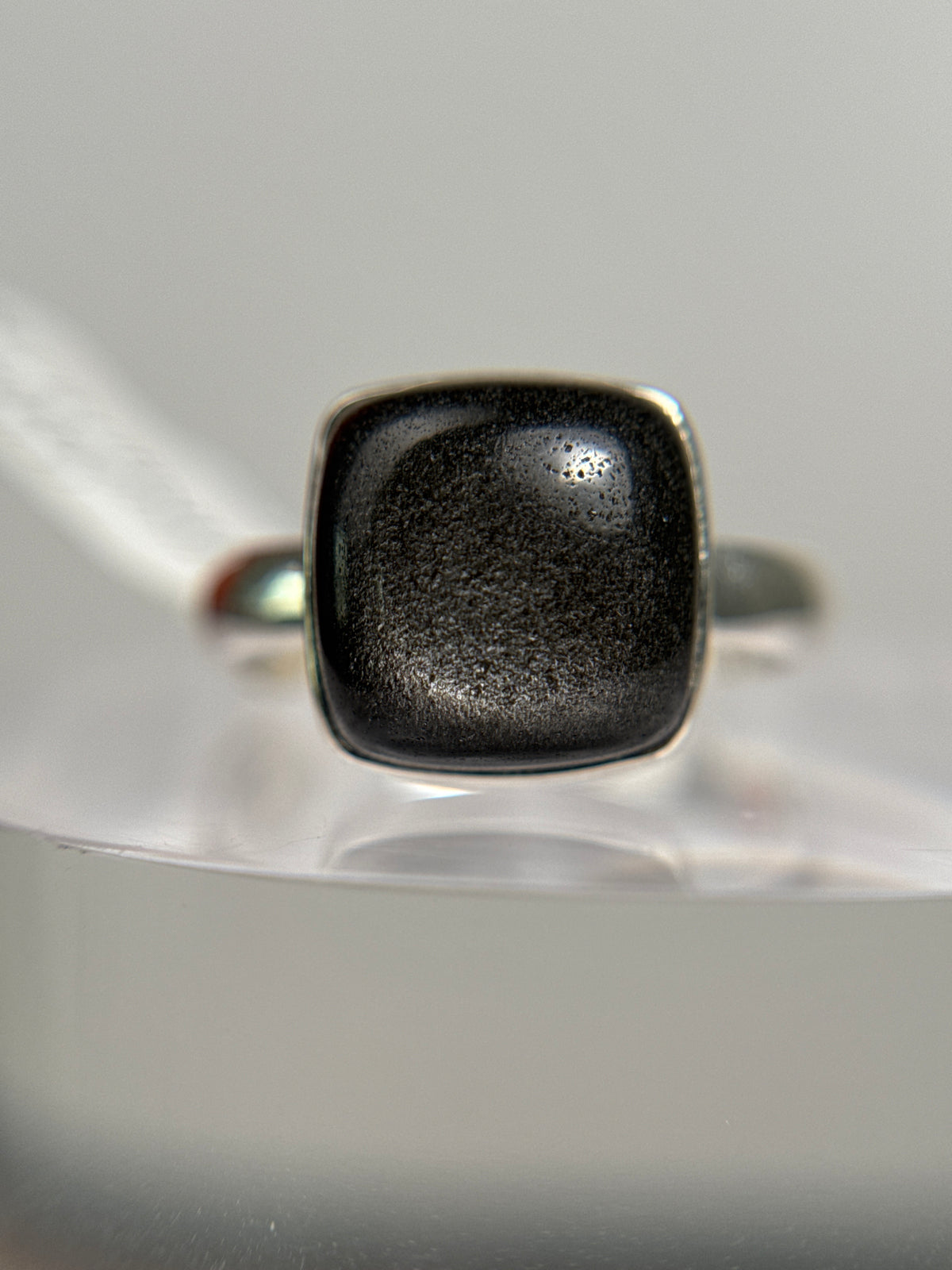 Silver Obsidian Ring Size 8
