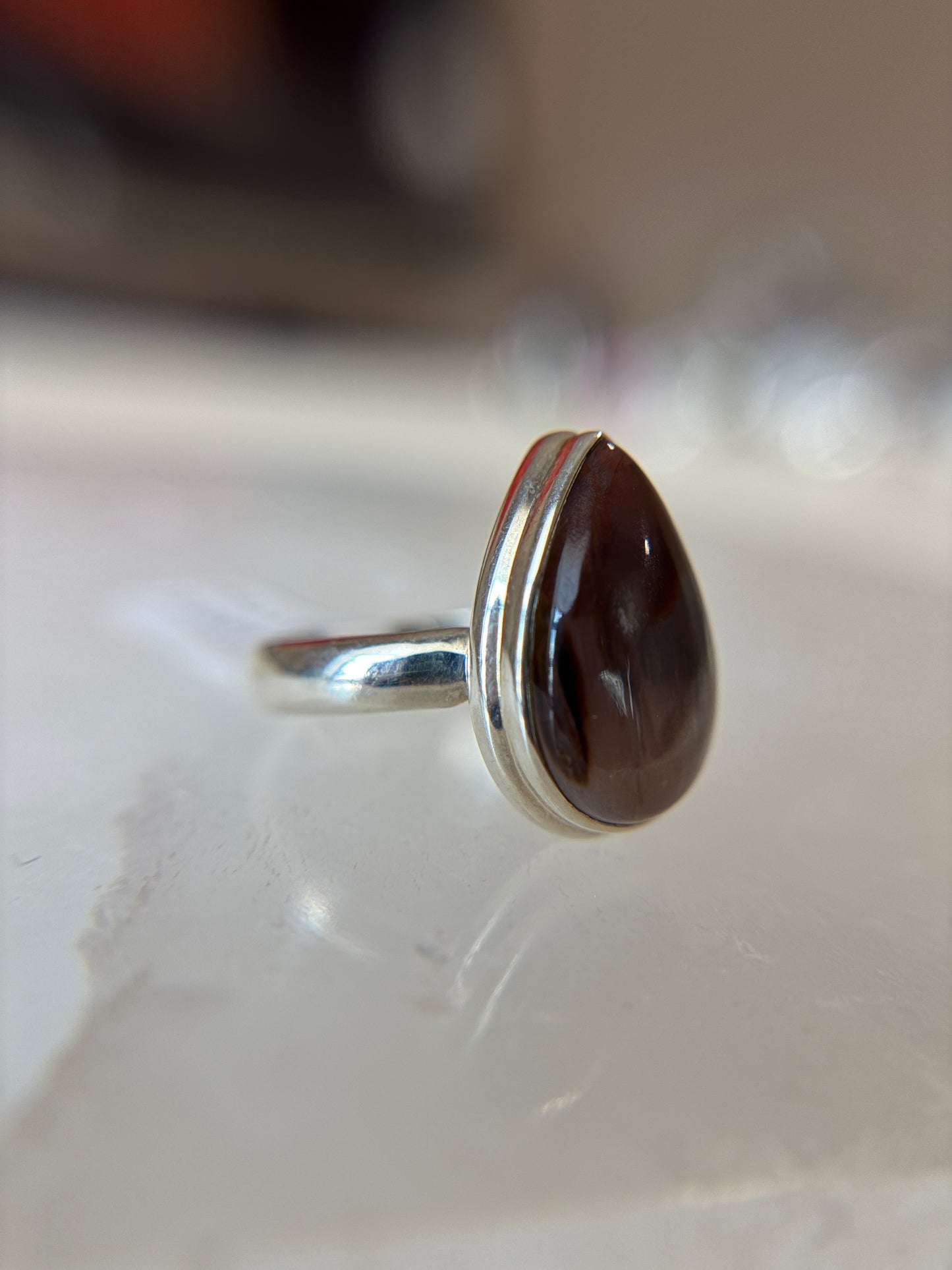Colla Wood Ring Size 8 Sterling Silver