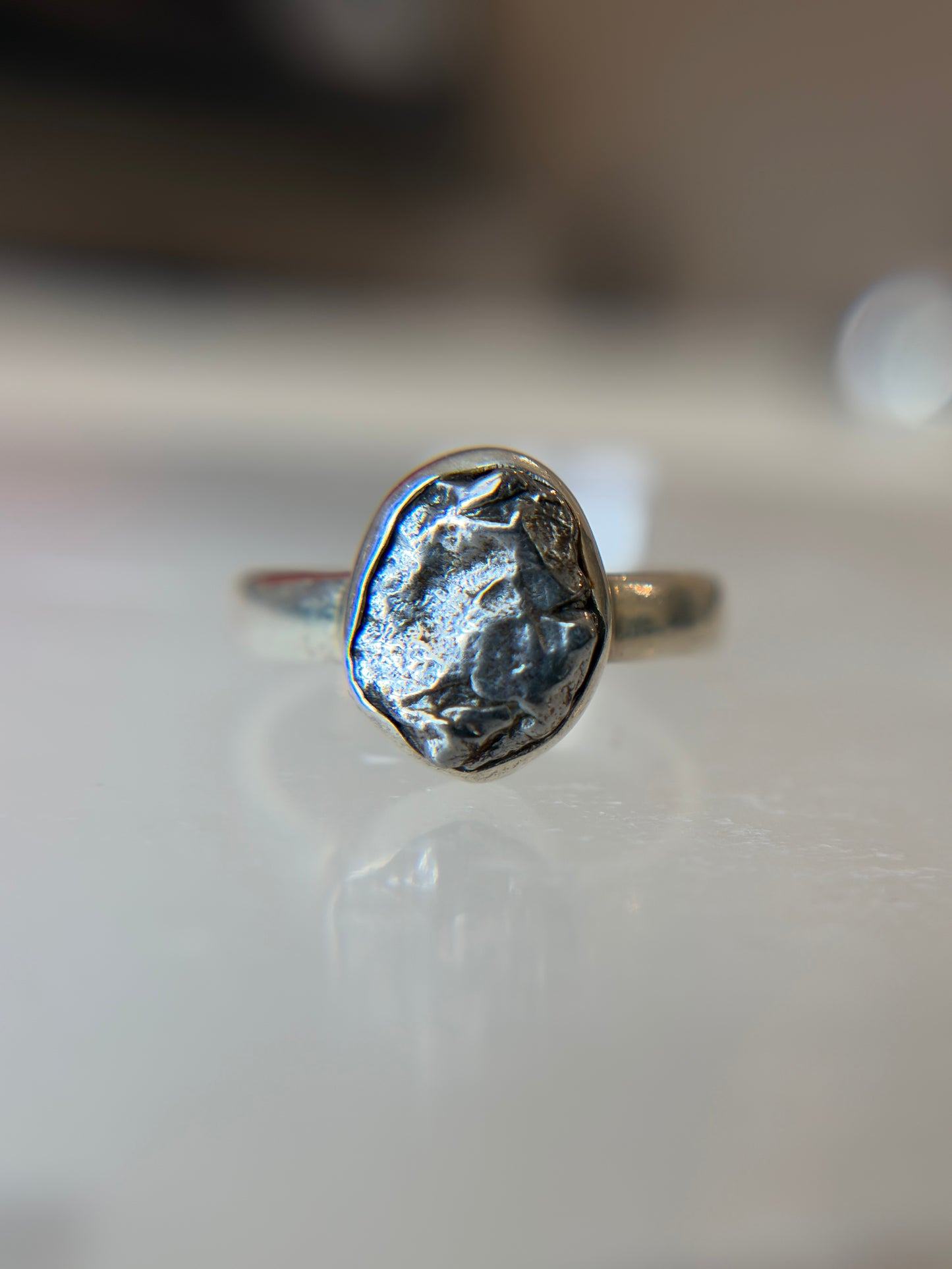 Meteorite from Argentina Sterling Silver Ring Size 6