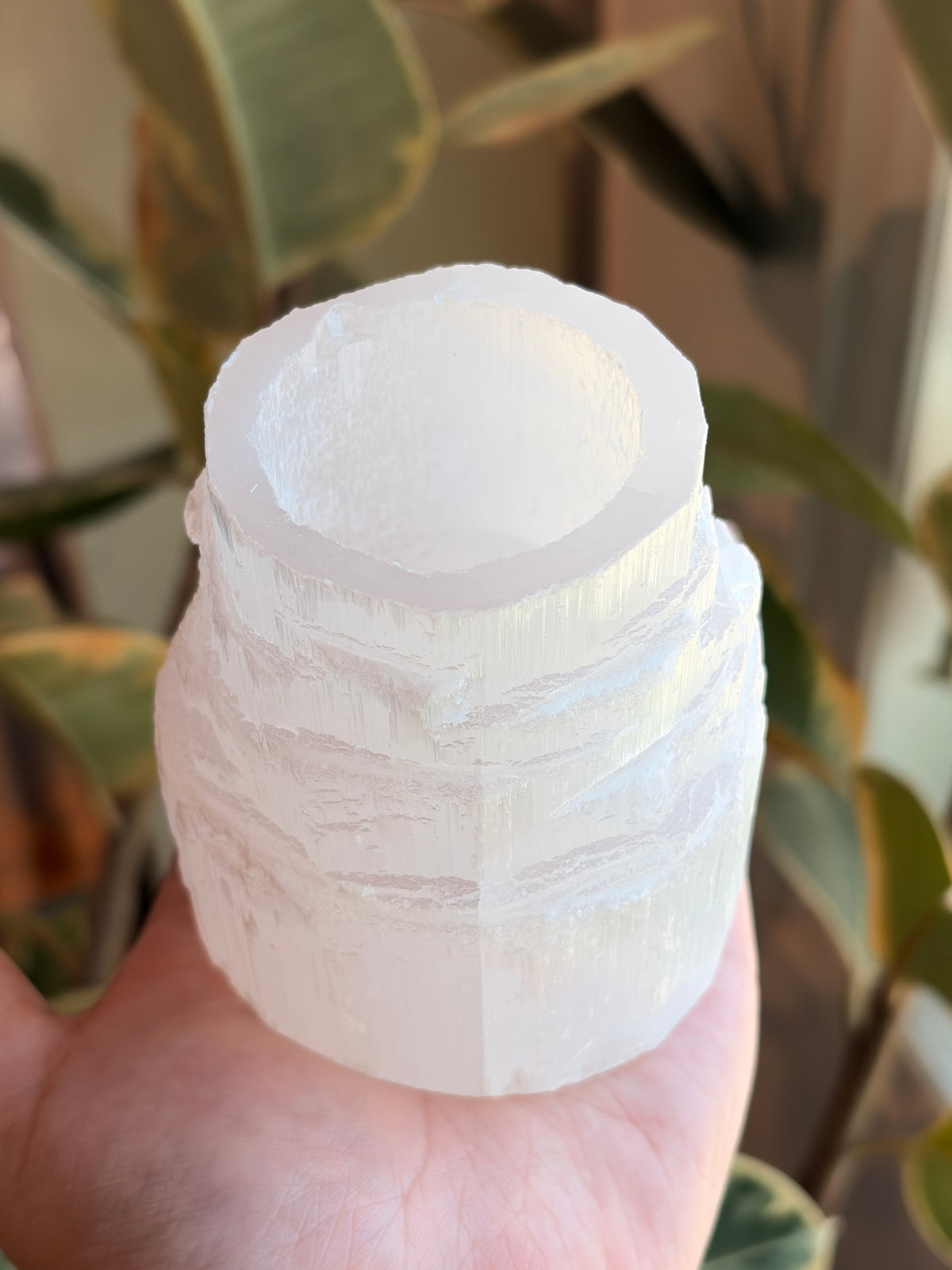 Selenite Votive Candle Holder