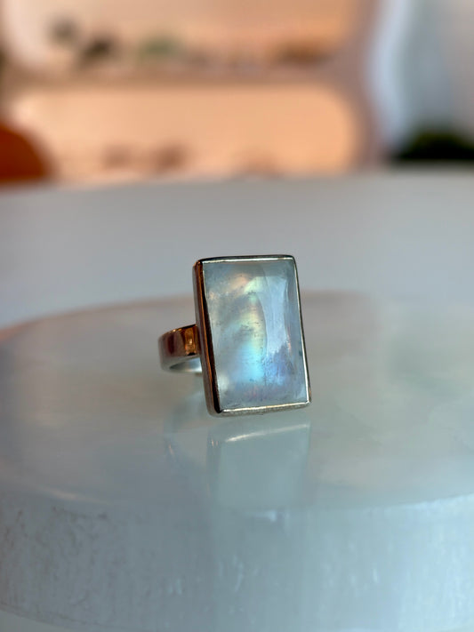 Rainbow Moonstone Ring size 4
