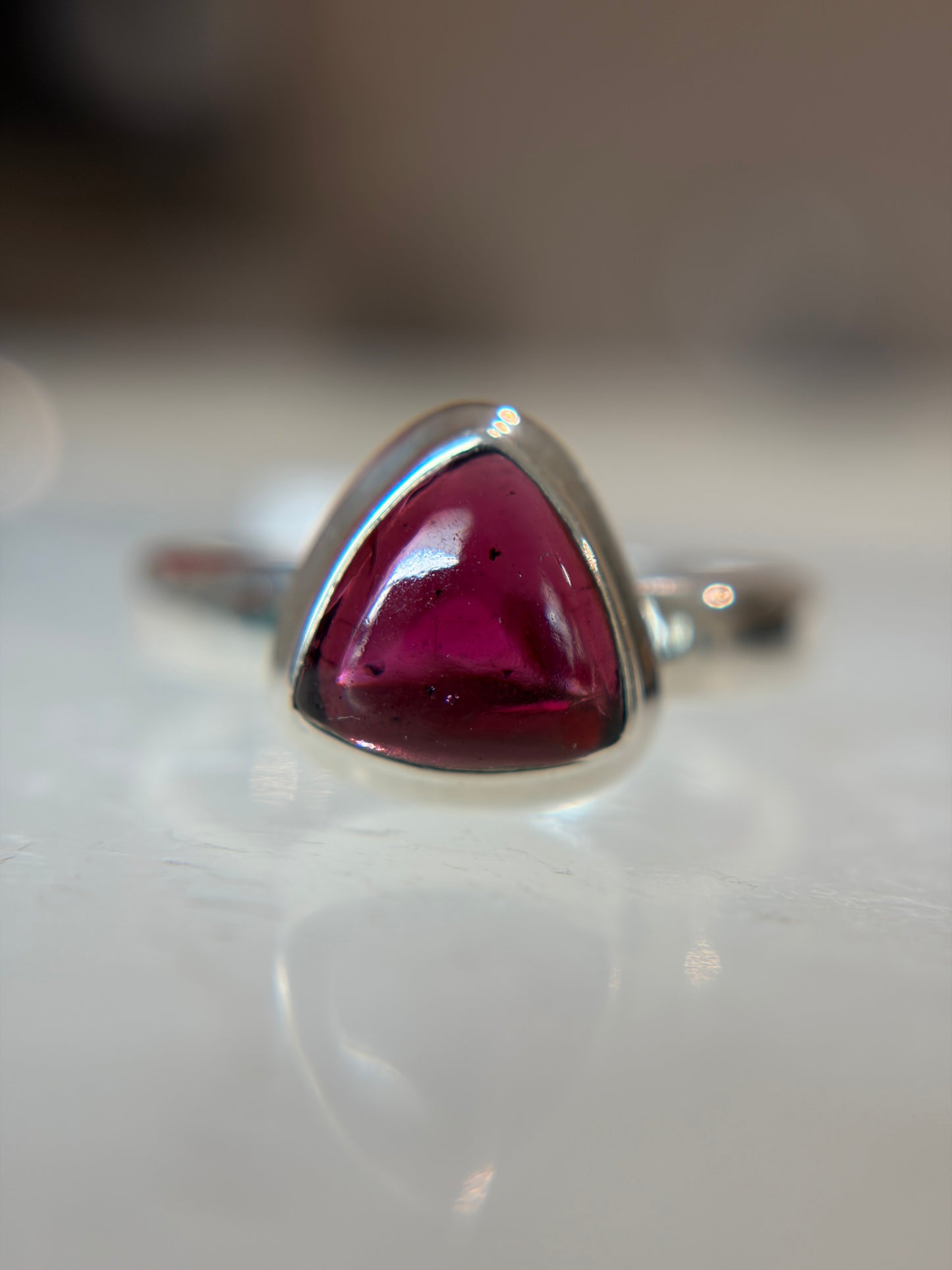 Garnet Ring Size 7 Sterling Silver