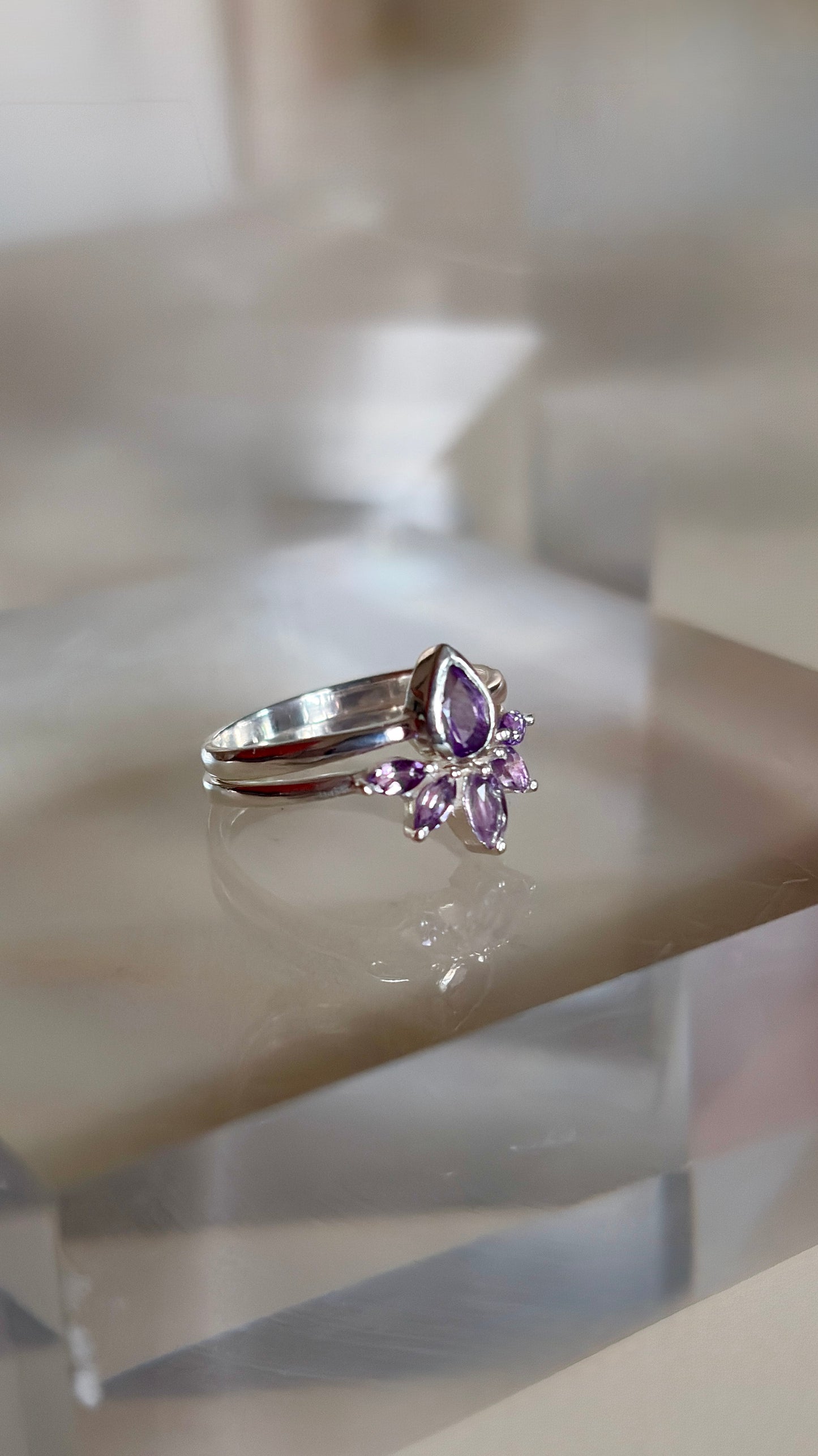 Crown Jewel Amethyst Stackable Ring Size 7