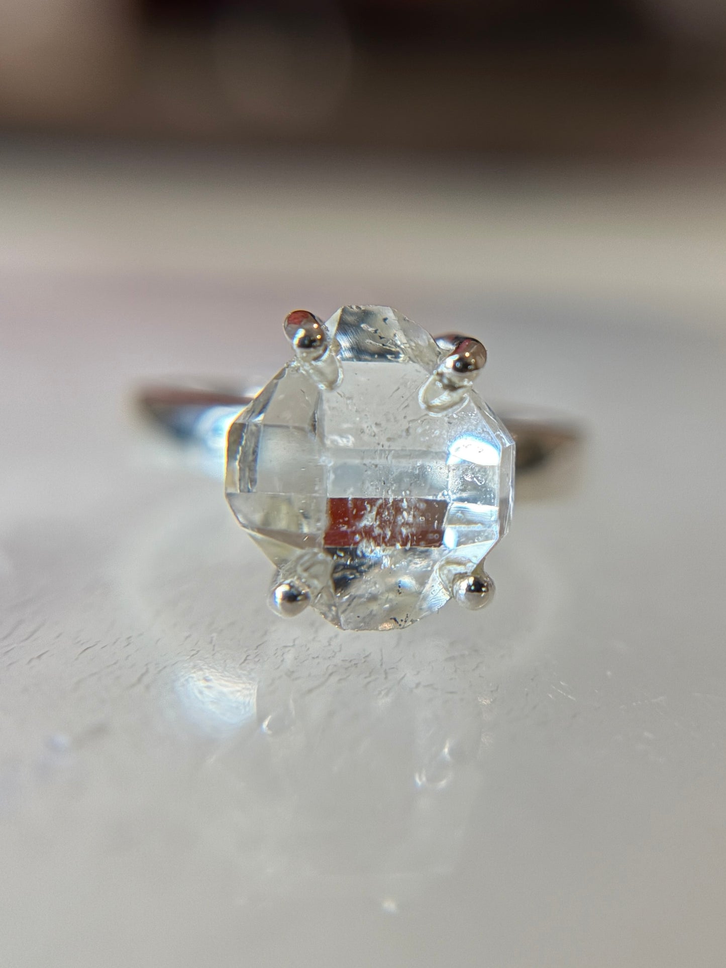 Herkimer Diamond Ring Size 7 Sterling Silver