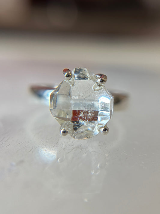 Herkimer Diamond Ring Size 7 Sterling Silver