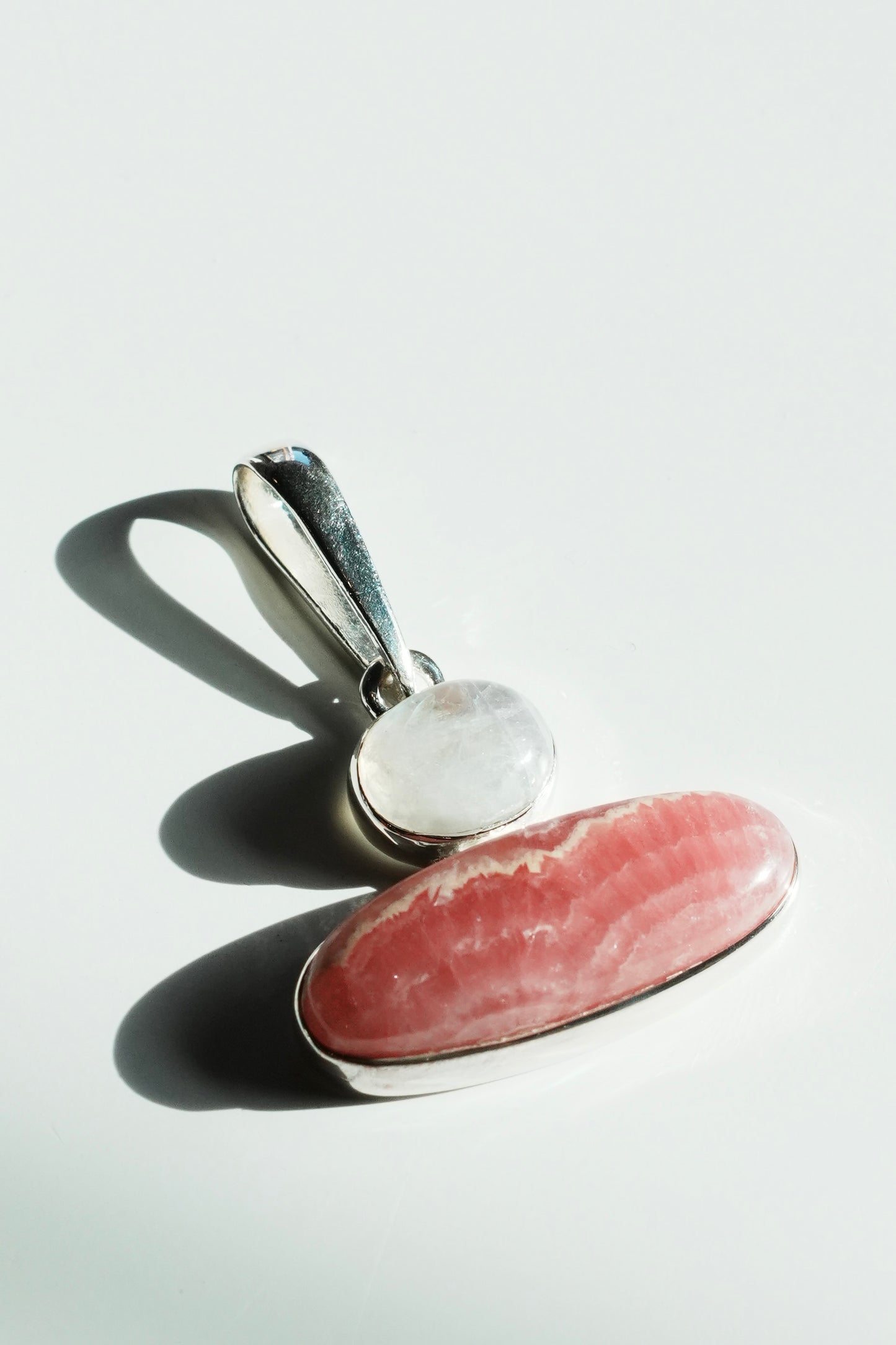RHODOCHROSITE WITH MOONSTONE STERLING SILVER PENDANT