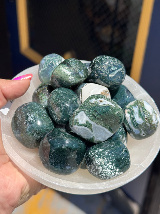 High Grade XL Tumbled Moss Agate