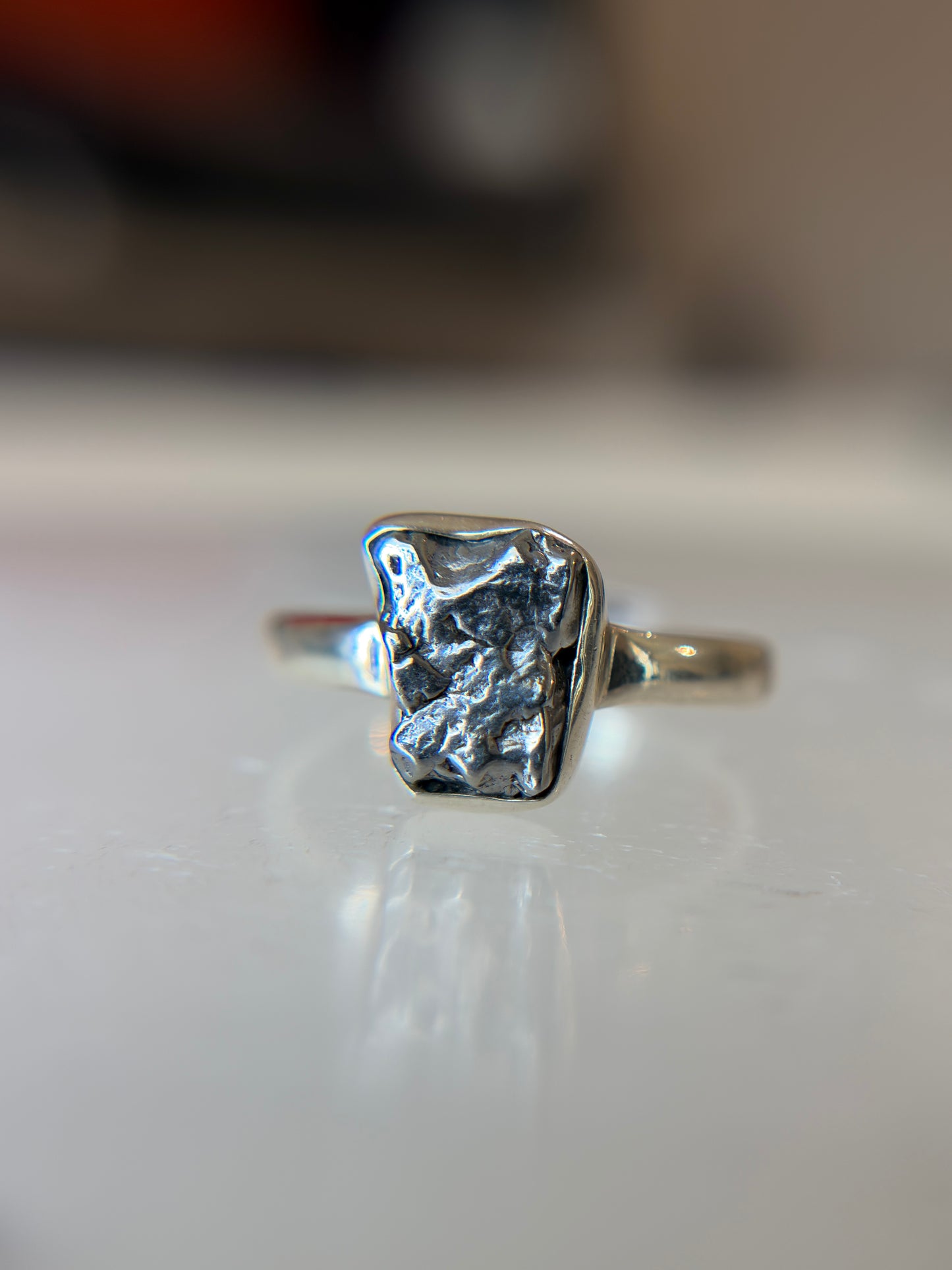 Meteorite from Argentina Sterling Silver Ring Size 8