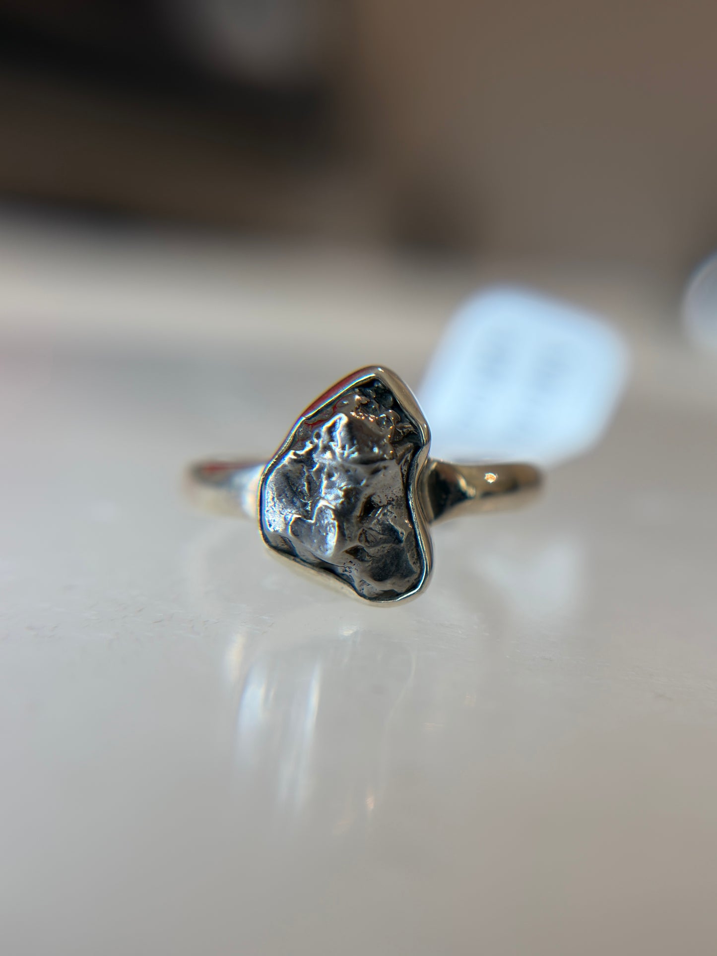 Meteorite from Argentina Sterling Silver Ring Size 6