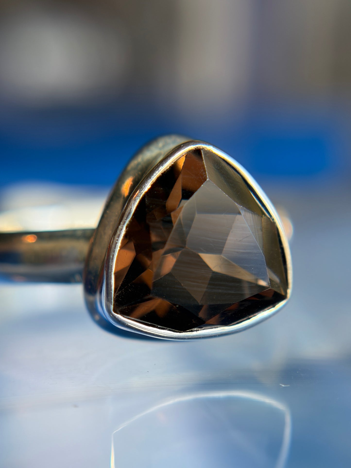 Smoky Quartz Ring Size 12 Sterling Silver