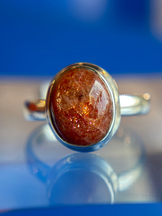 Sunstone Ring Size 8 Sterling Silver
