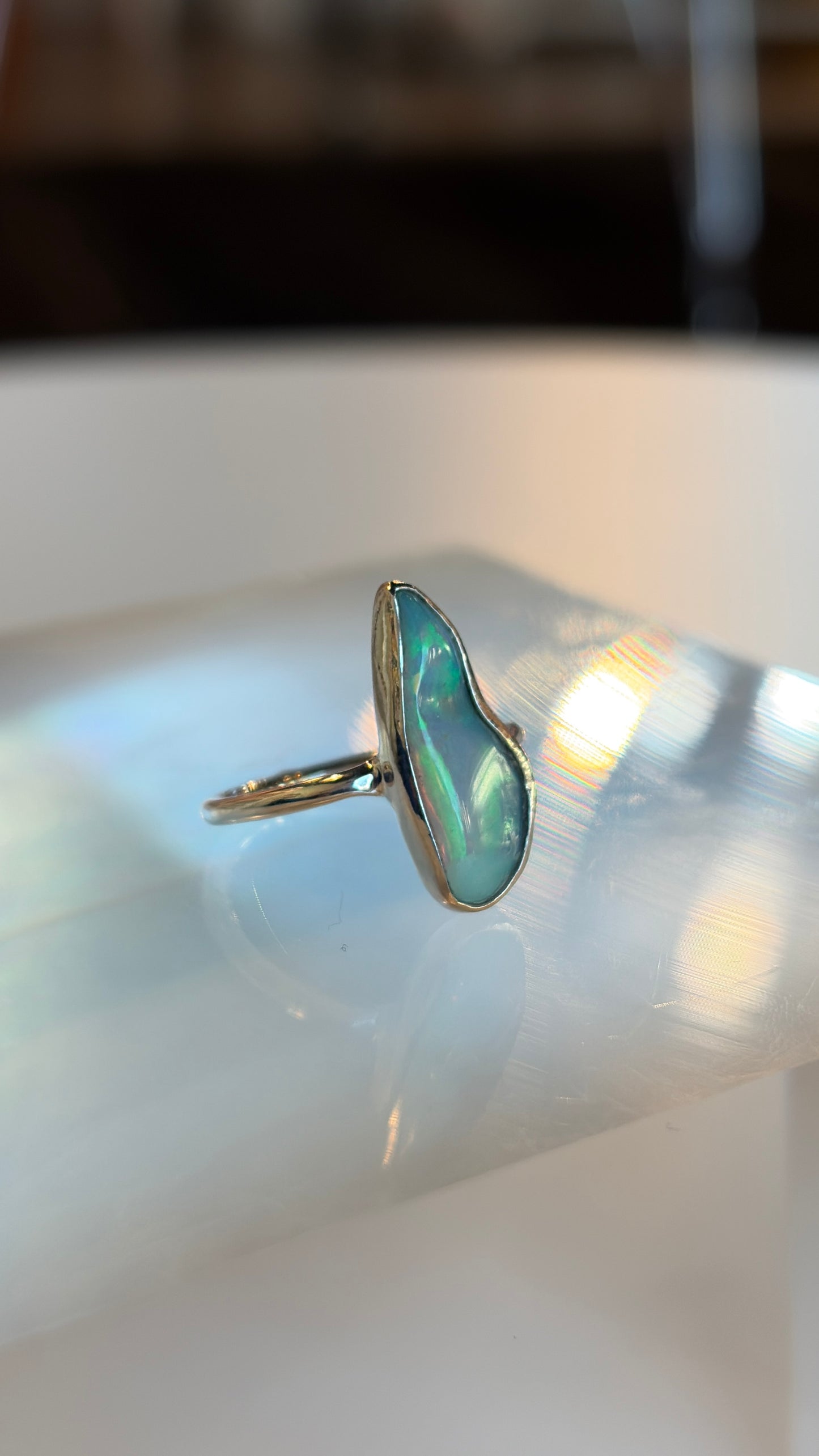 Sterling Silver Natural Opal Ring Size 5