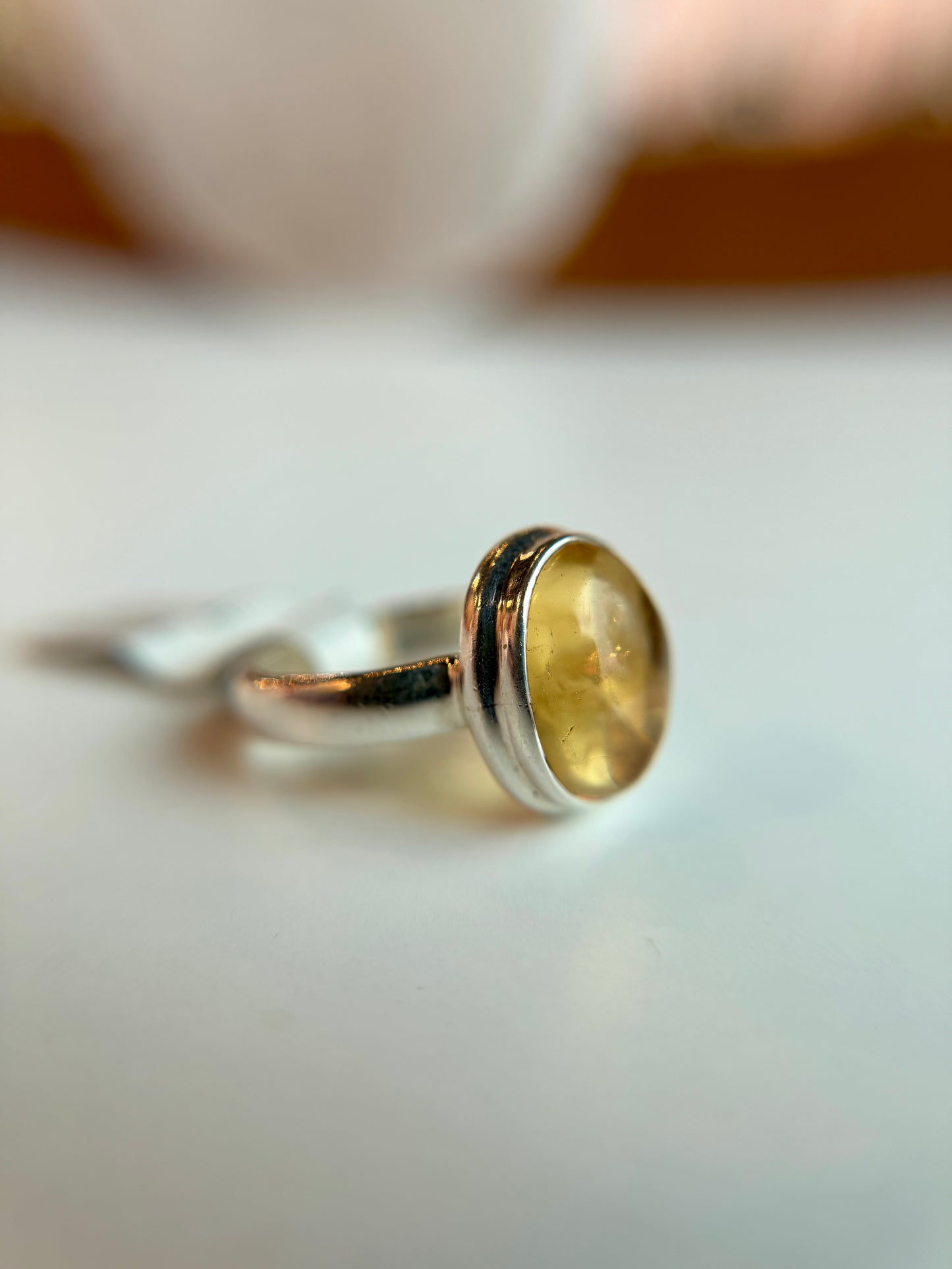 Sterling Silver Citrine Ring Size 6
