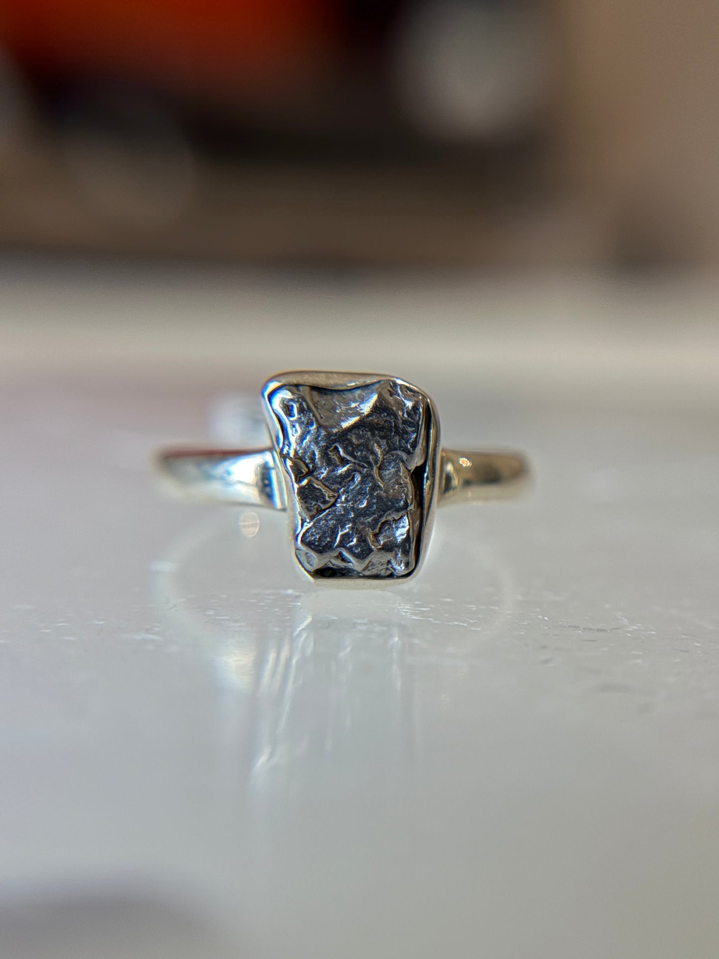 Meteorite from Argentina Sterling Silver Ring Size 8