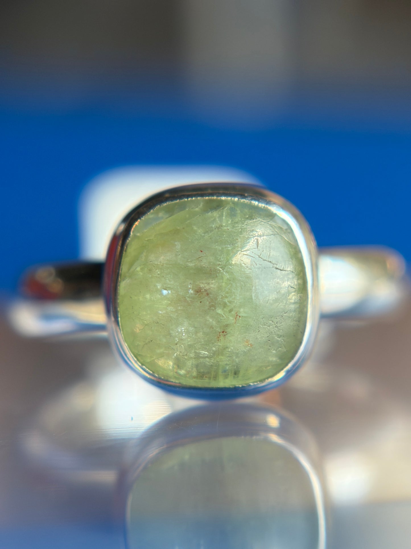 Green Kyanite Ring Size 6 Sterling Silver
