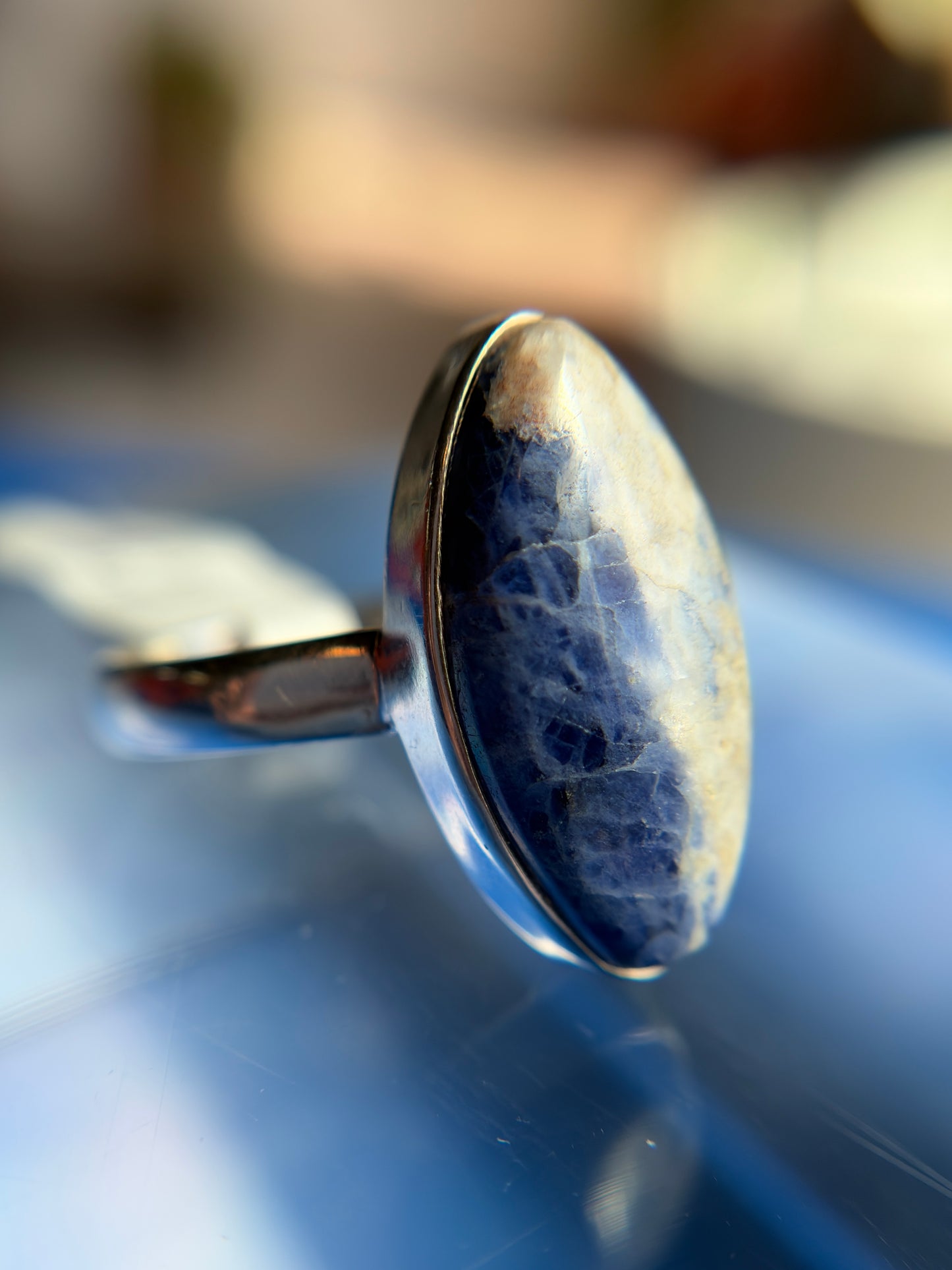 Sodalite Ring Size 12 Sterling Silver