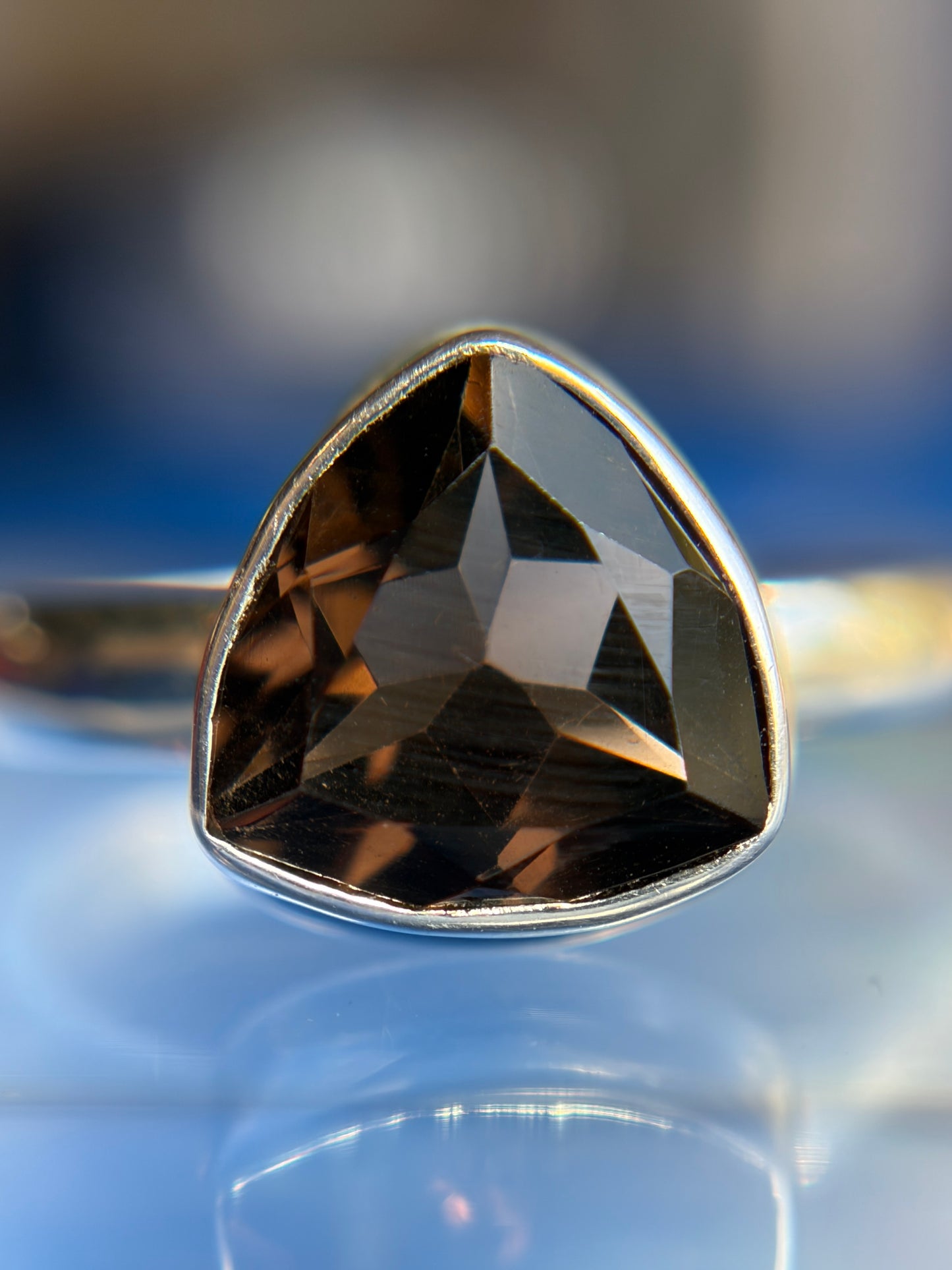 Smoky Quartz Ring Size 12 Sterling Silver