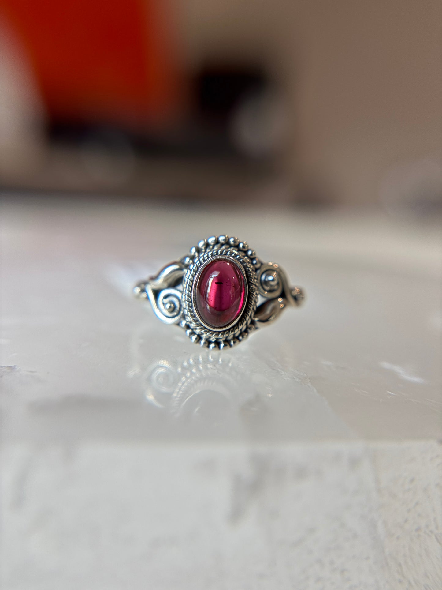 Garnet Ring Size 5 Sterling Silver
