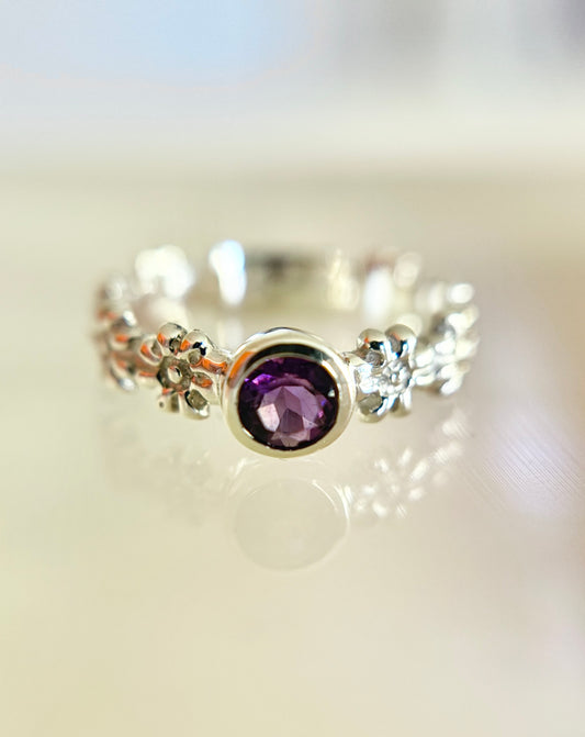Amethyst Daisy Ring Size 6