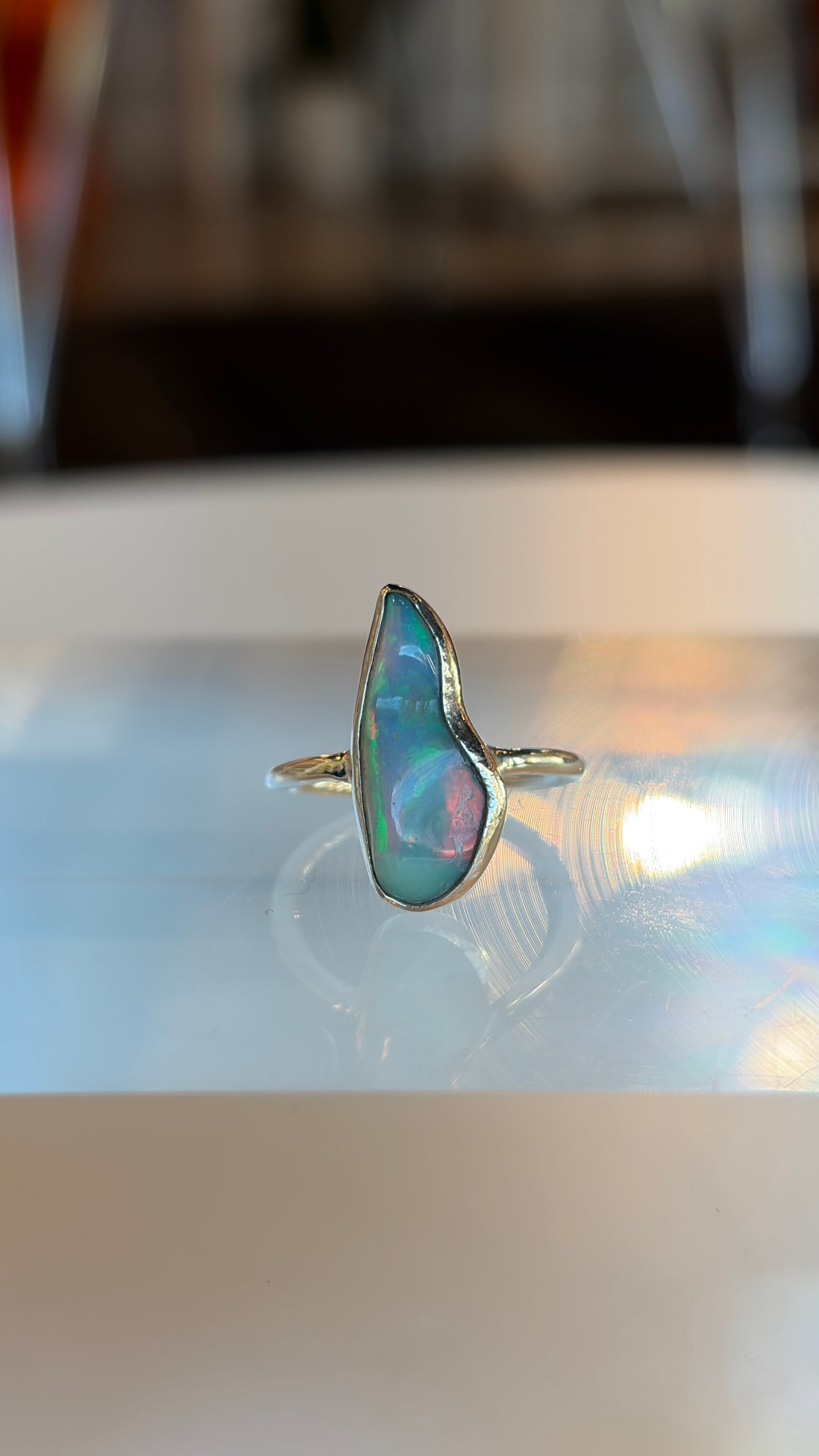 Sterling Silver Natural Opal Ring Size 5