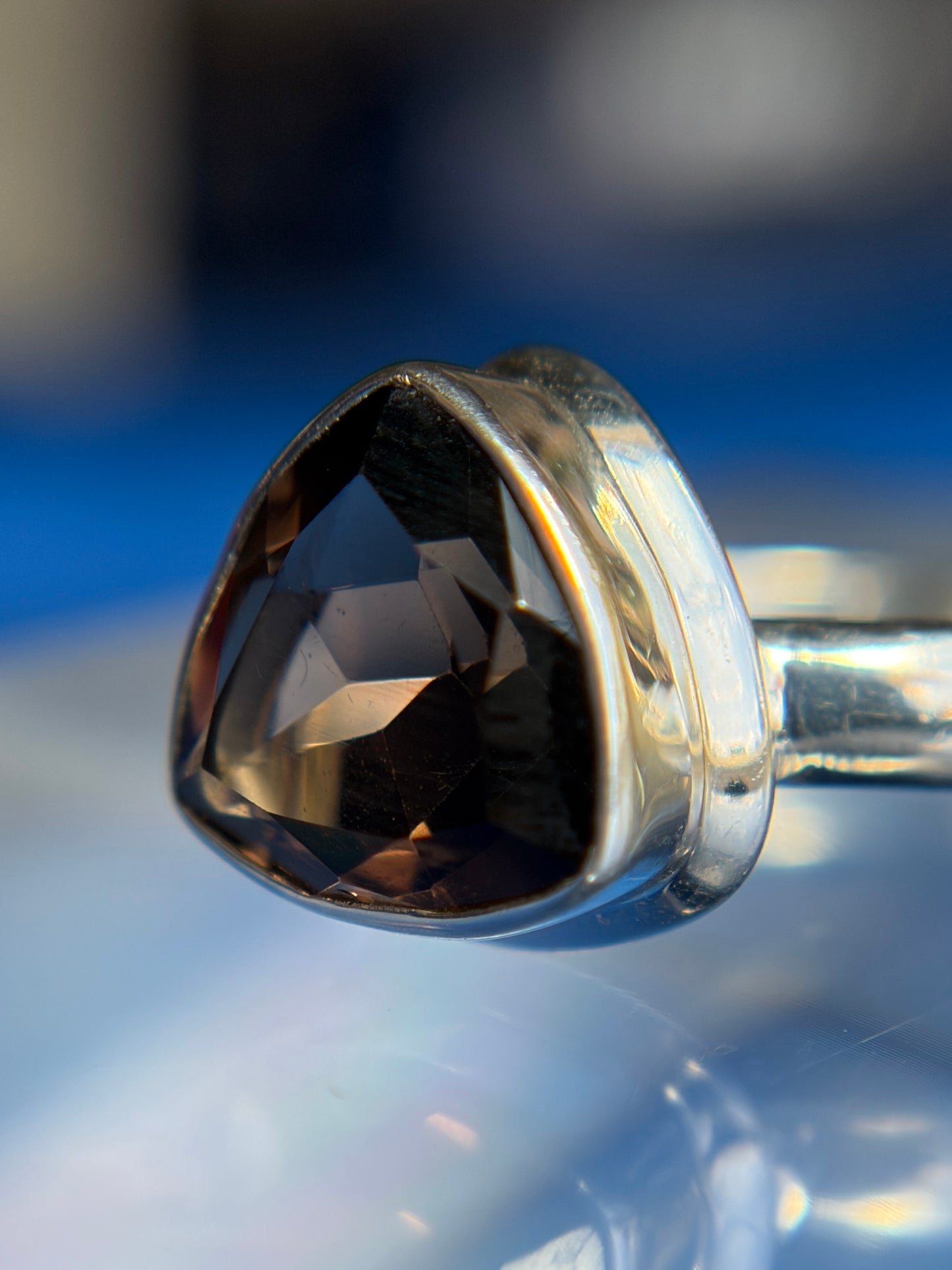 Smoky Quartz Ring Size 12 Sterling Silver