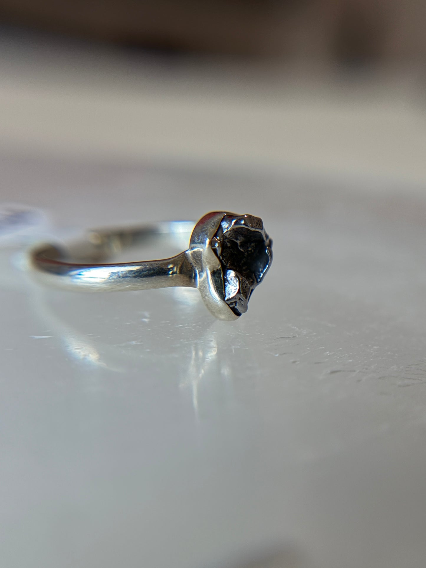 Meteorite from Argentina Sterling Silver Ring Size 10