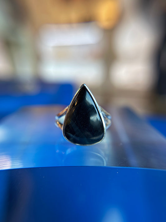 Blue Tiger’s Eye Ring Size 9 Sterling Silver
