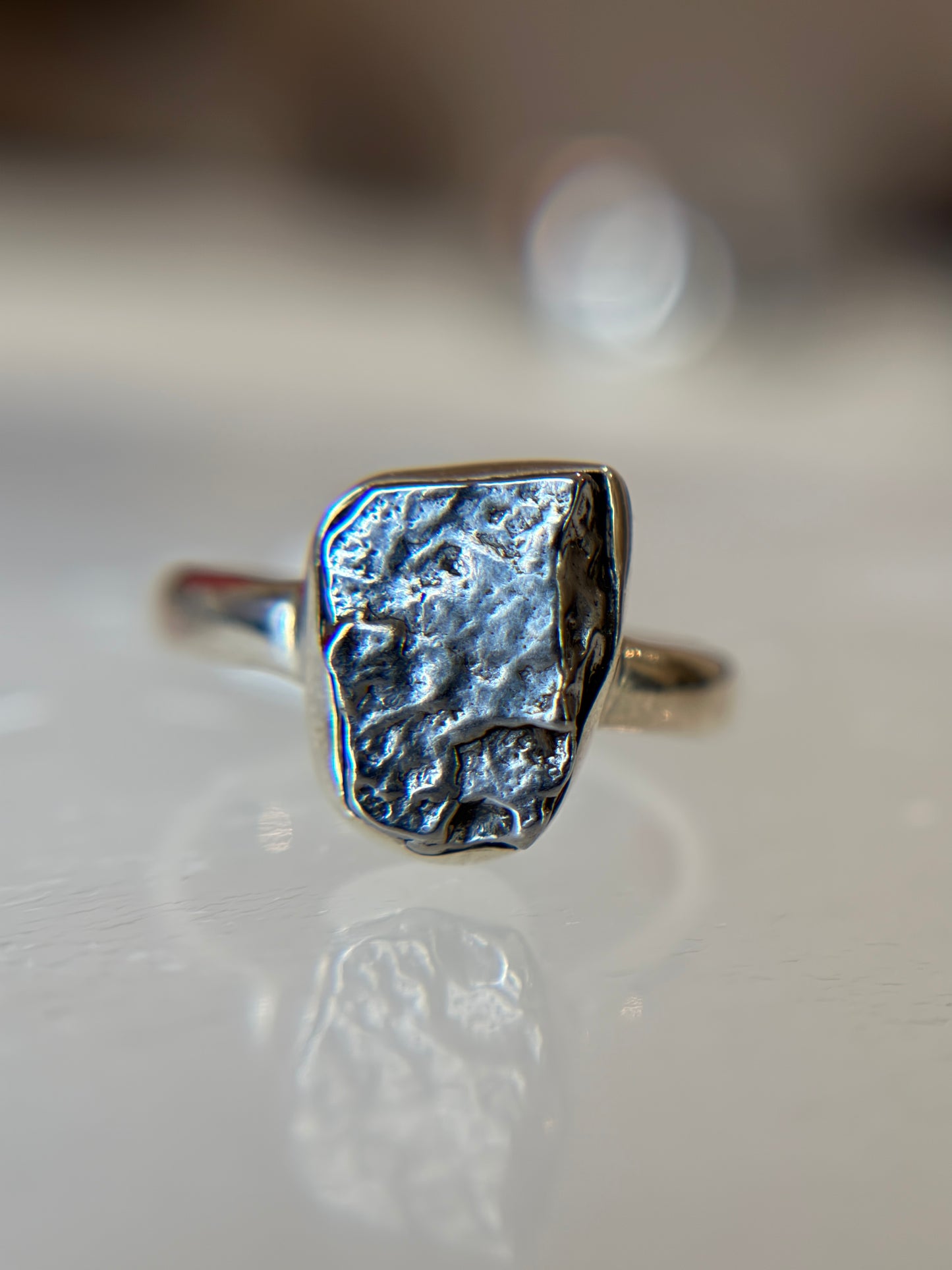 Meteorite from Argentina Sterling Silver Ring Size 5