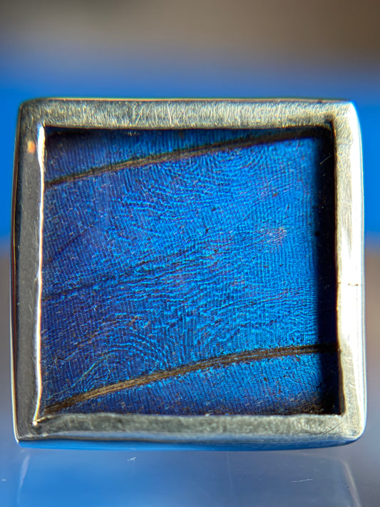 Blue Morpho Butterfly Ring Size 5 Sterling Silver