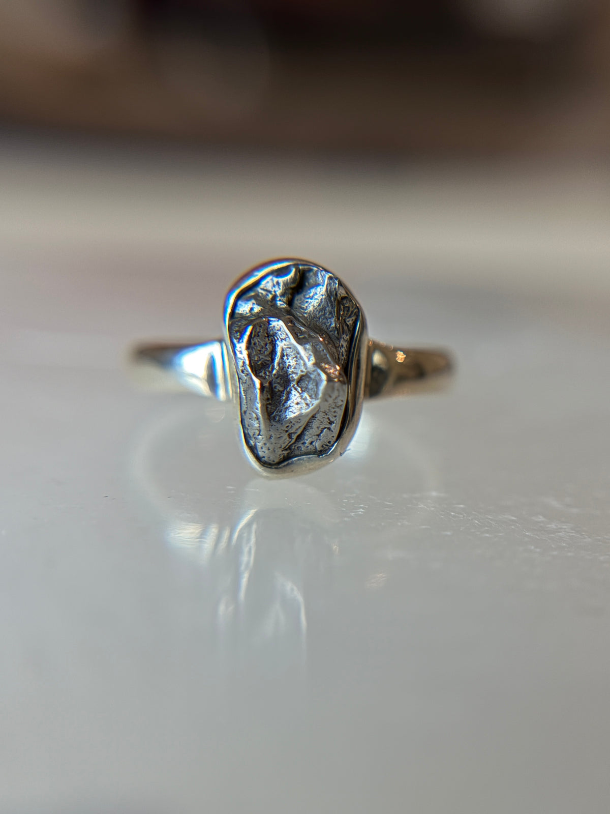 Meteorite from Argentina Sterling Silver Ring Size 6
