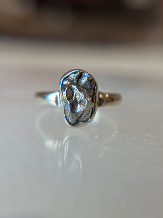 Meteorite from Argentina Sterling Silver Ring Size 6