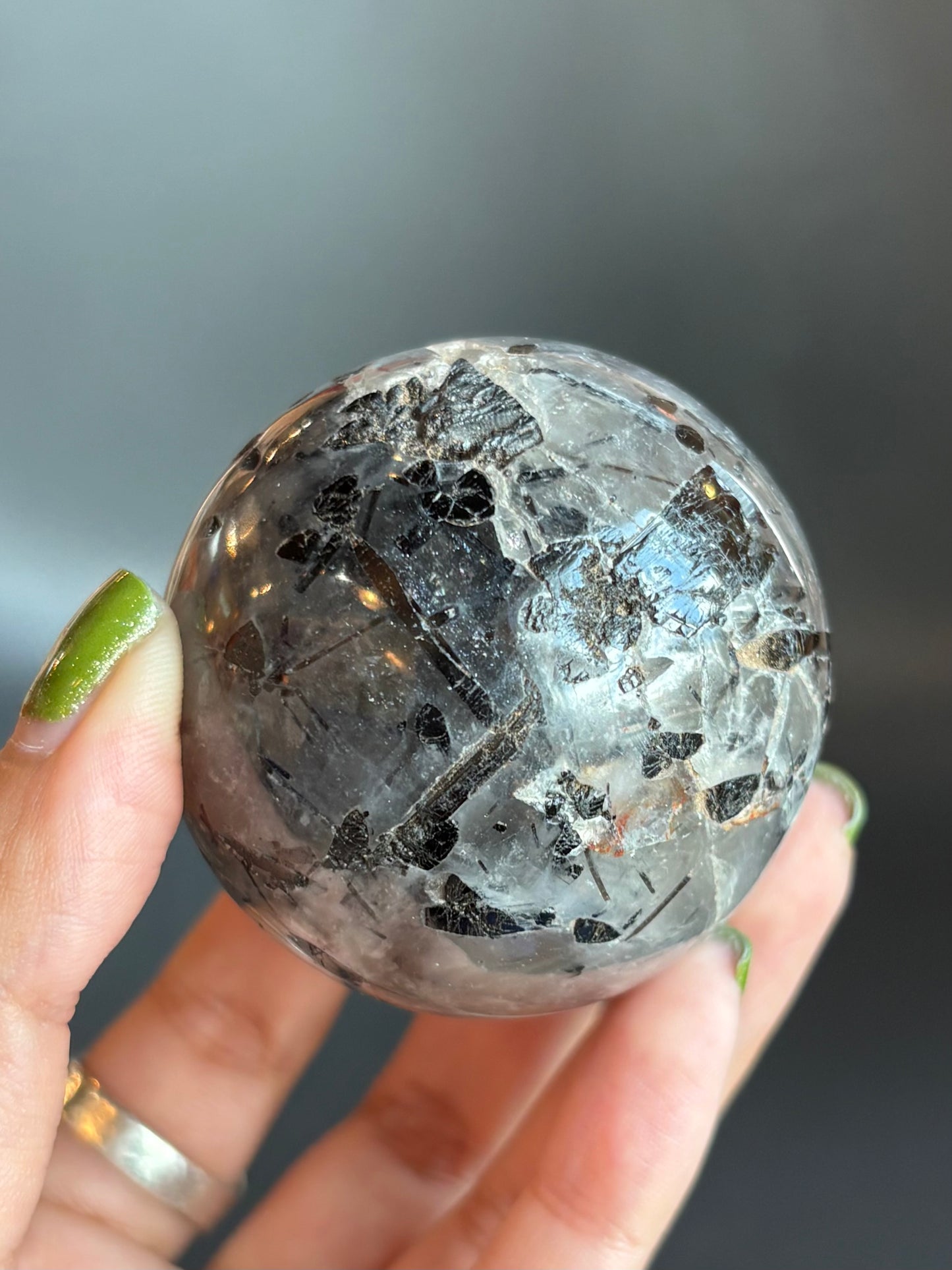 Black Tourmaline in Quartz Sphere