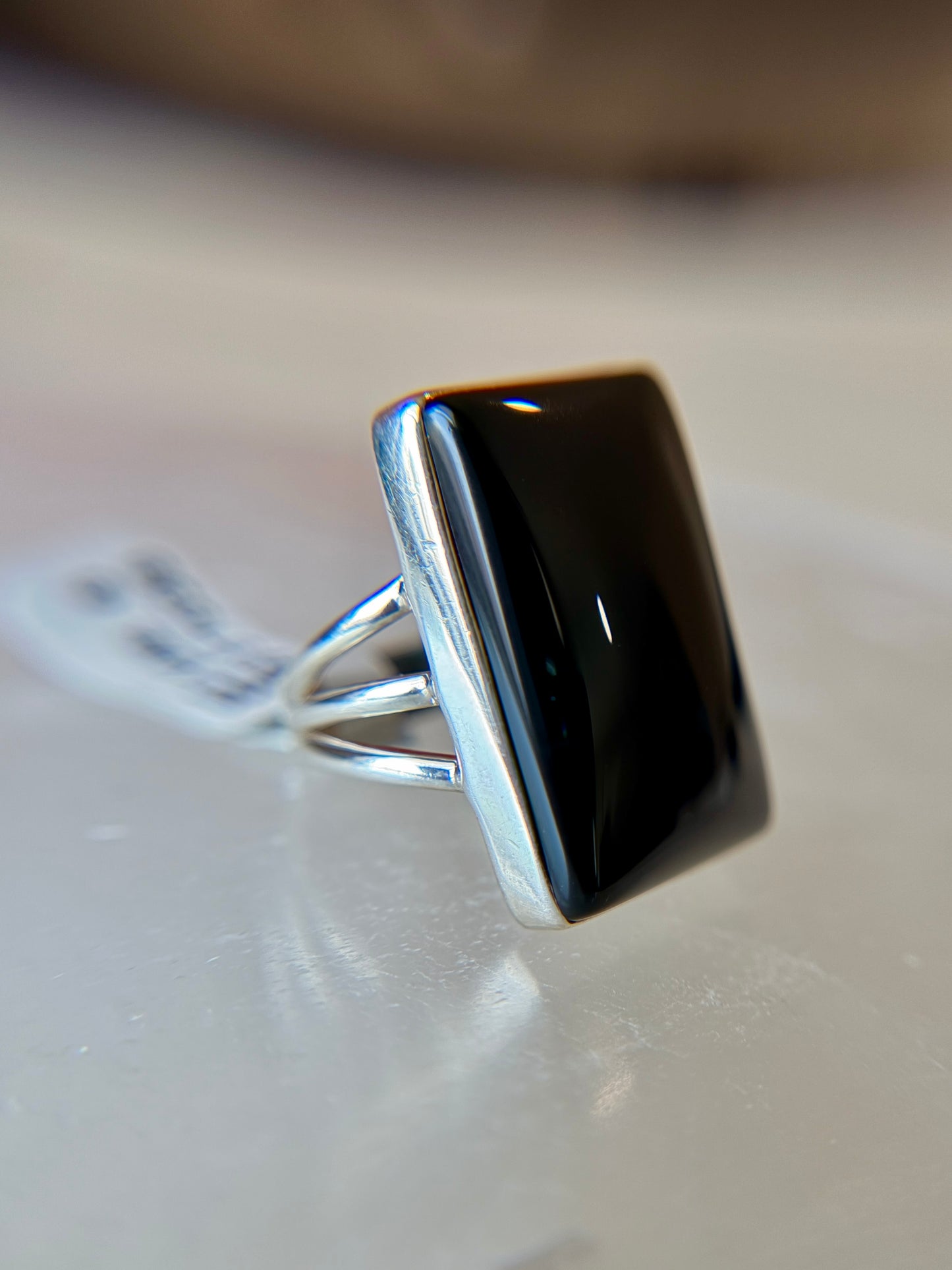 Onyx Sterling Silver Ring Size 6