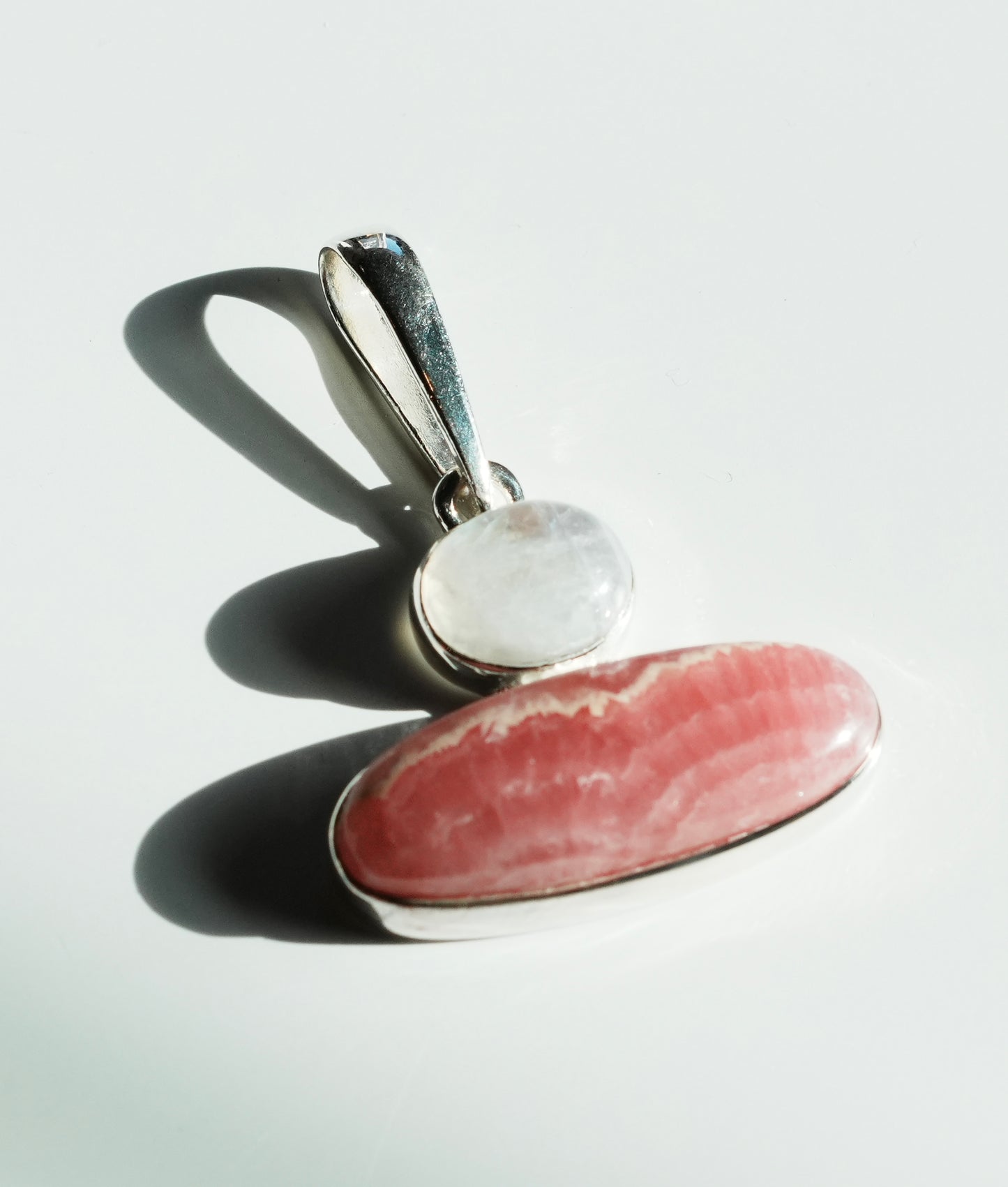 RHODOCHROSITE WITH MOONSTONE STERLING SILVER PENDANT