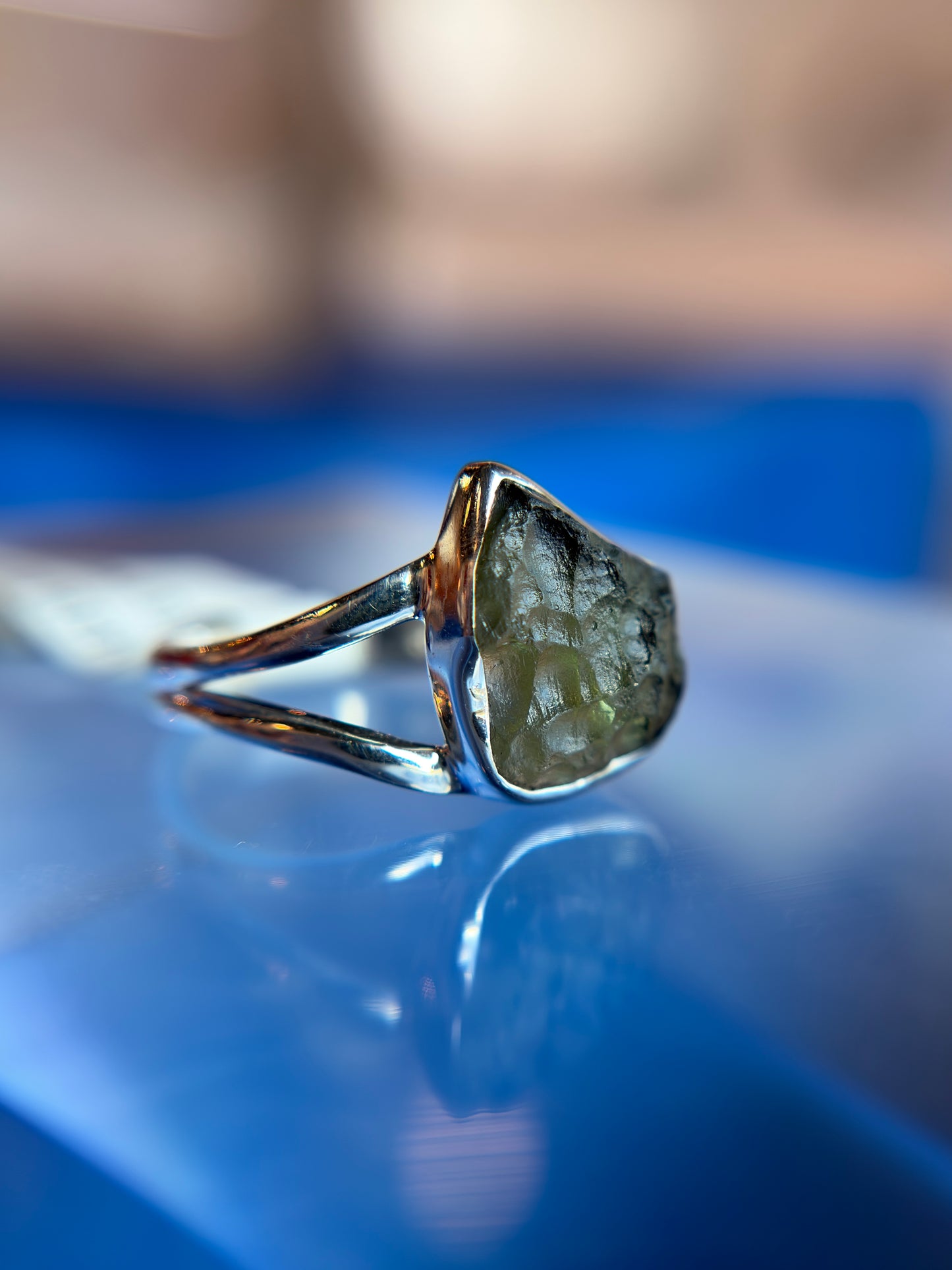 Moldavite Ring Size 5 Sterling Silver
