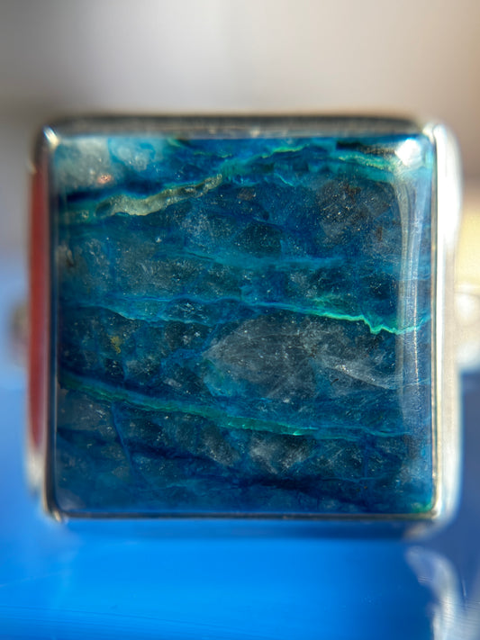 Shattuckite Ring Size 9 Sterling Silver