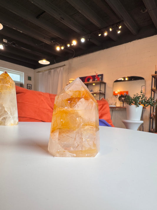 Rose Quartz + Golden Healer Small Tower