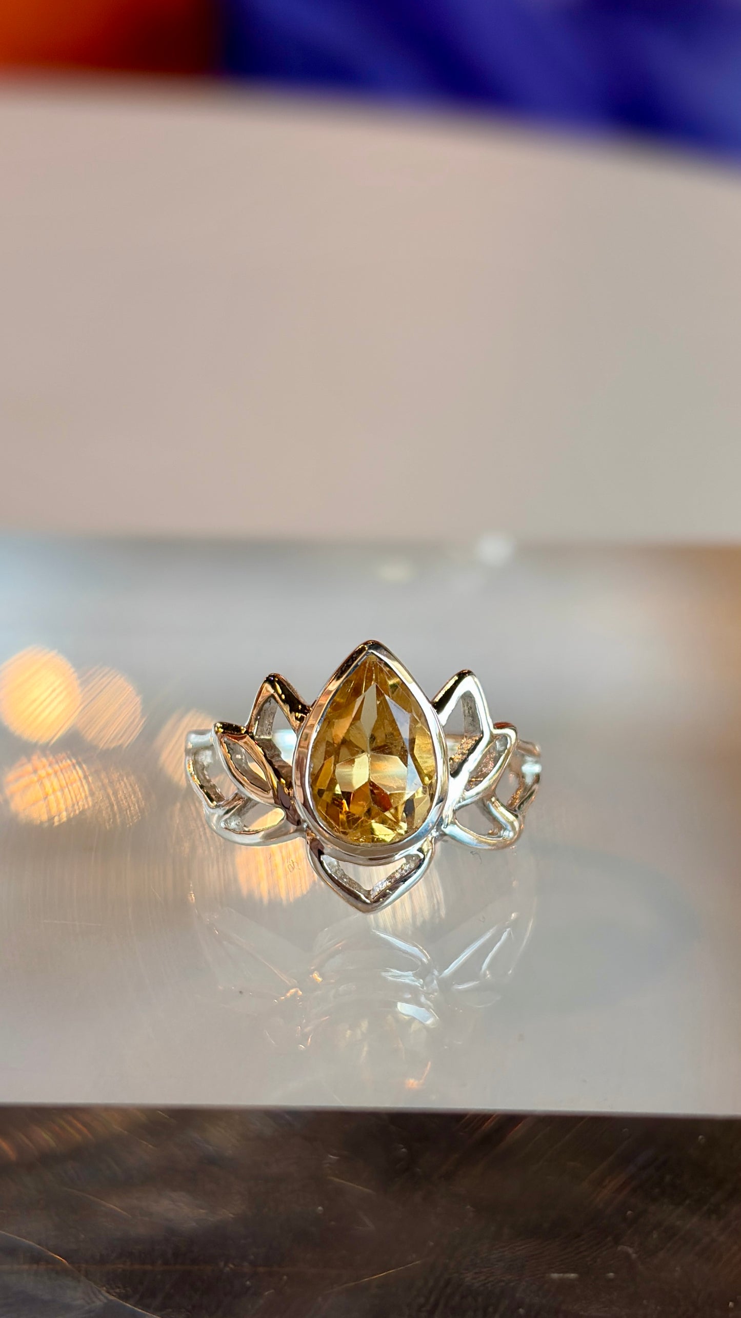 Citrine Lotus Ring Size 7