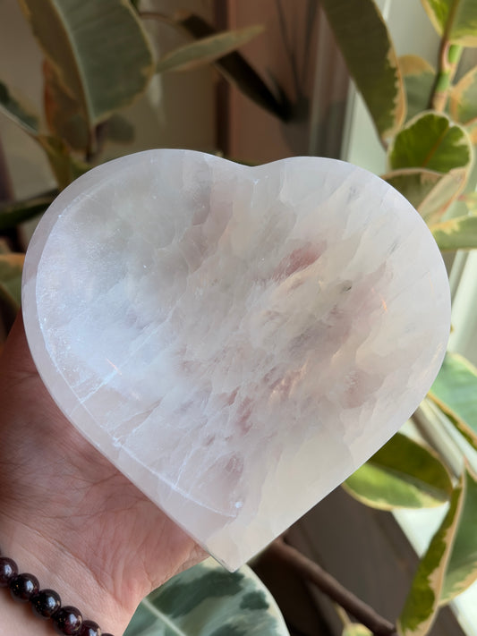 Large Selenite Heart Charging Bowl