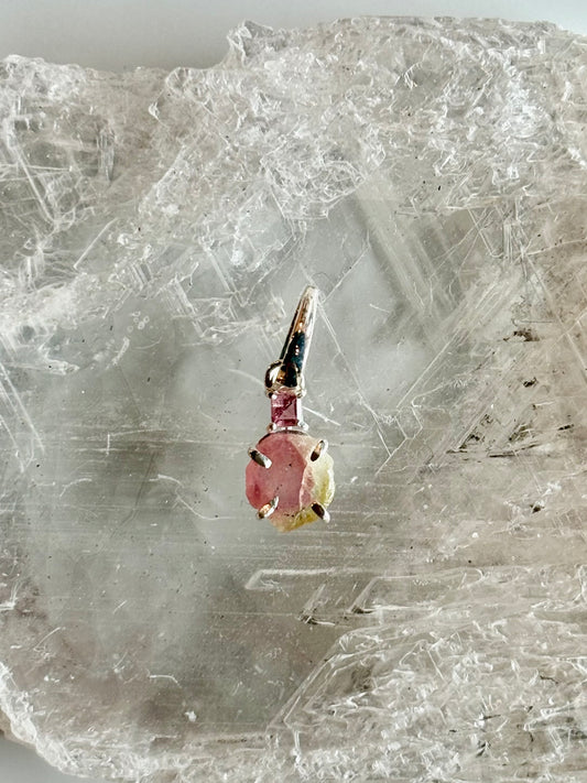 Watermelon Tourmaline Pendant - Sterling Silver