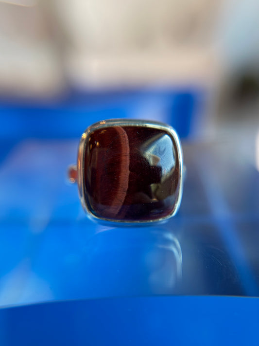 Red Tiger’s Eye Ring Size 11 Sterling Silver