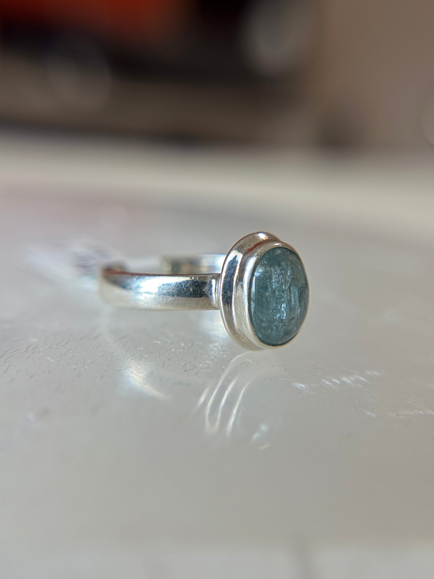 Aqua Kyanite Ring Size 7 Sterling Silver