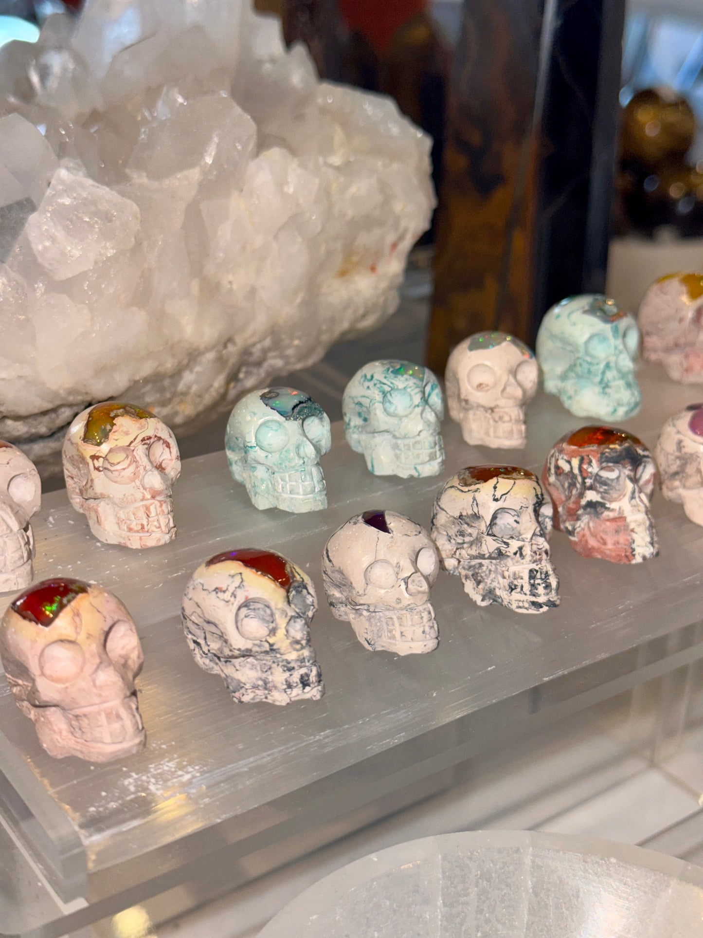 Hand Carved Natural Opal Skull