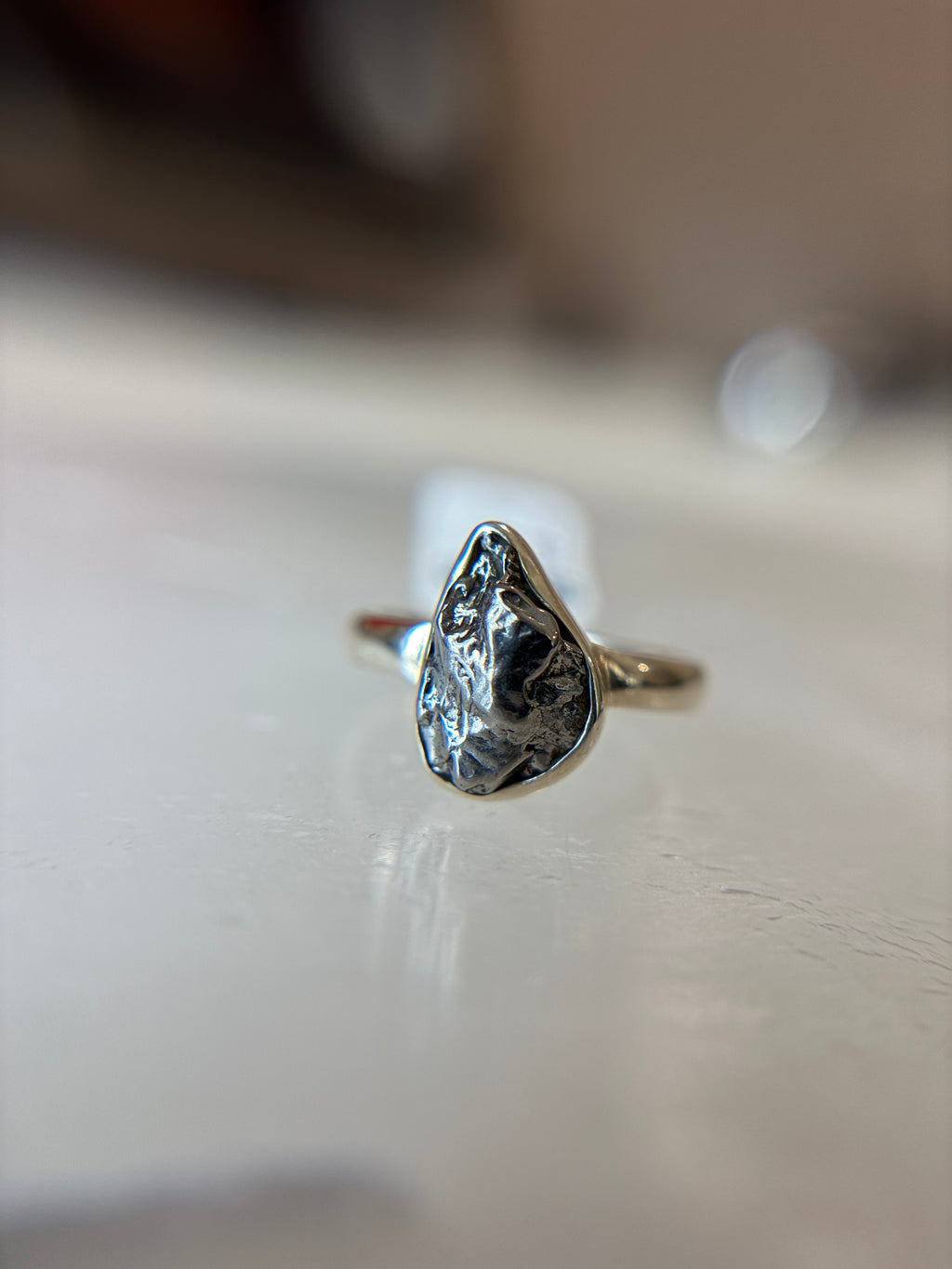Meteorite from Argentina Sterling Silver Ring Size 6