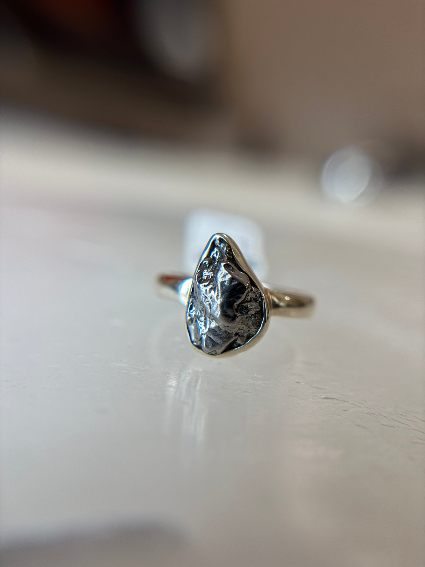 Meteorite from Argentina Sterling Silver Ring Size 6