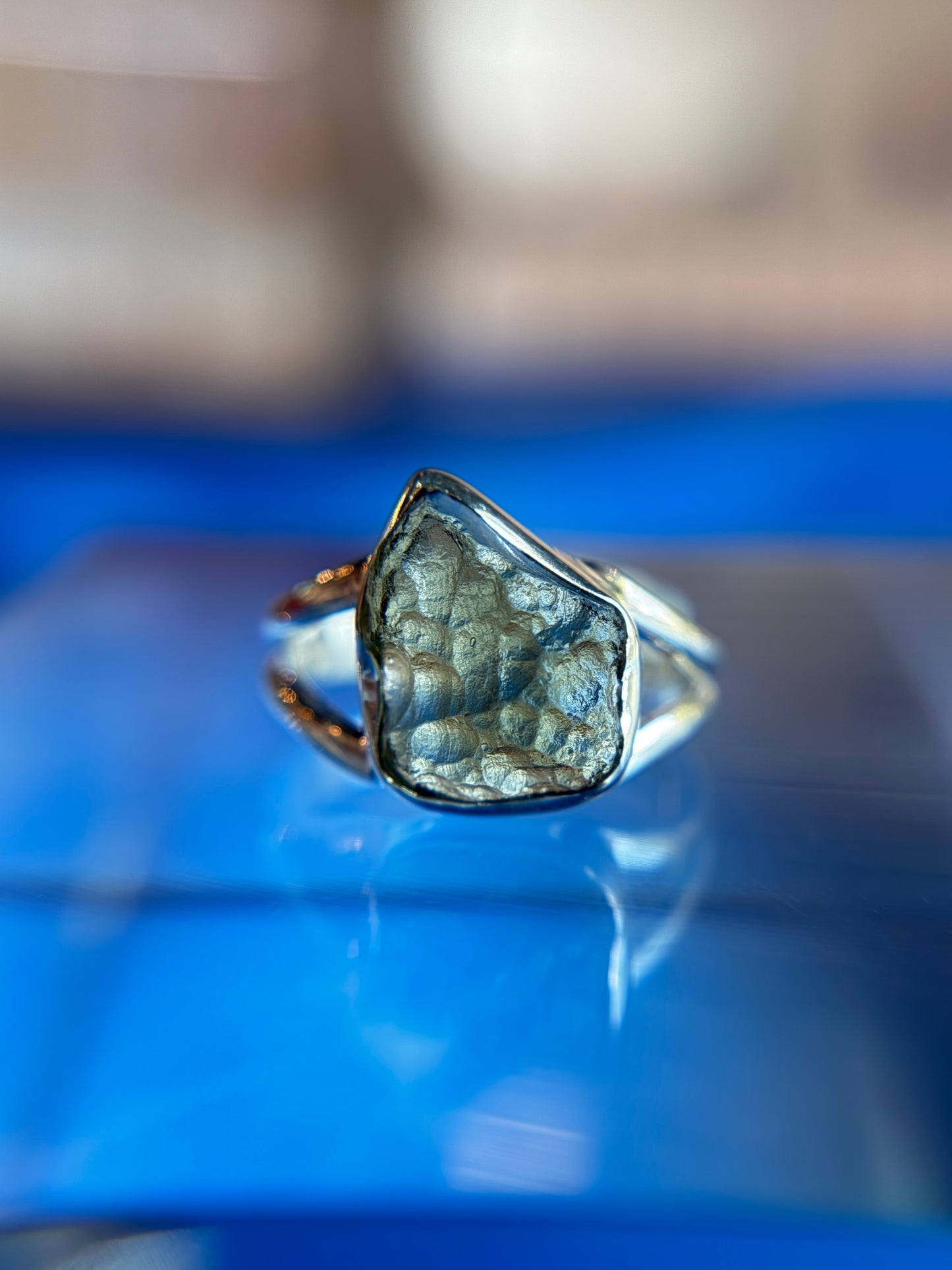 Moldavite Ring Size 5 Sterling Silver